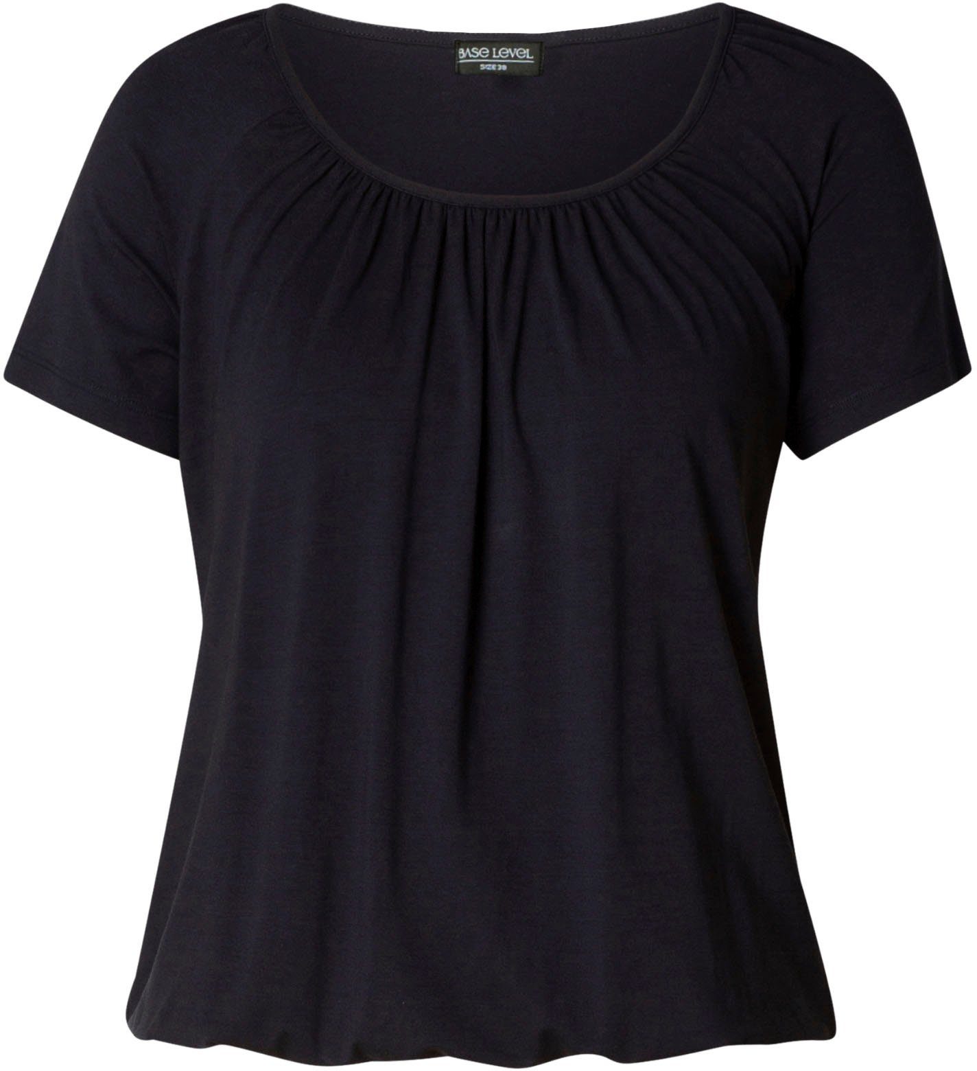 Base Level T-shirt Yona met plooien bij de hals en een elastische tailleband