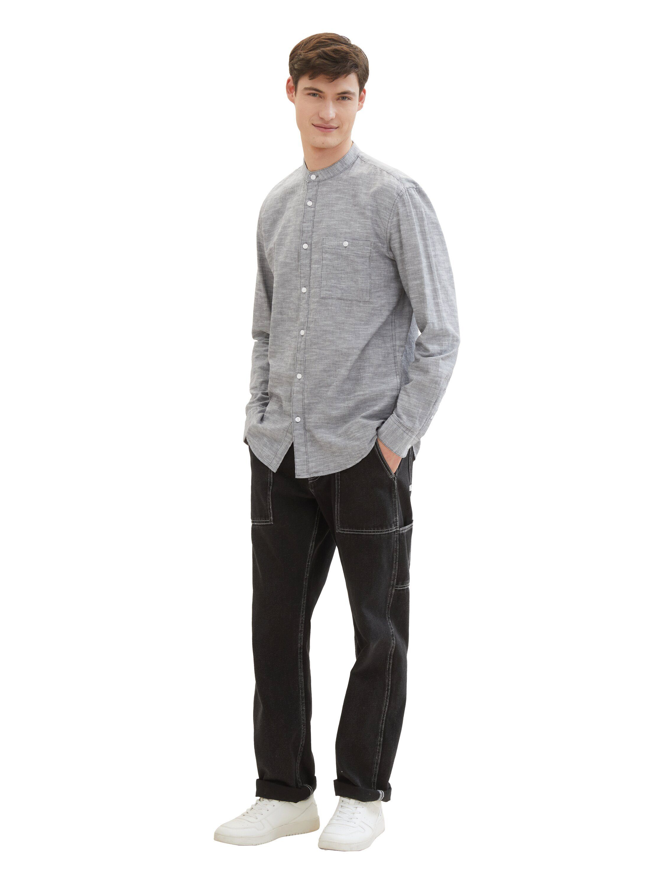 Tom Tailor Denim Overhemd met lange mouwen met staande kraag en knoopsluiting