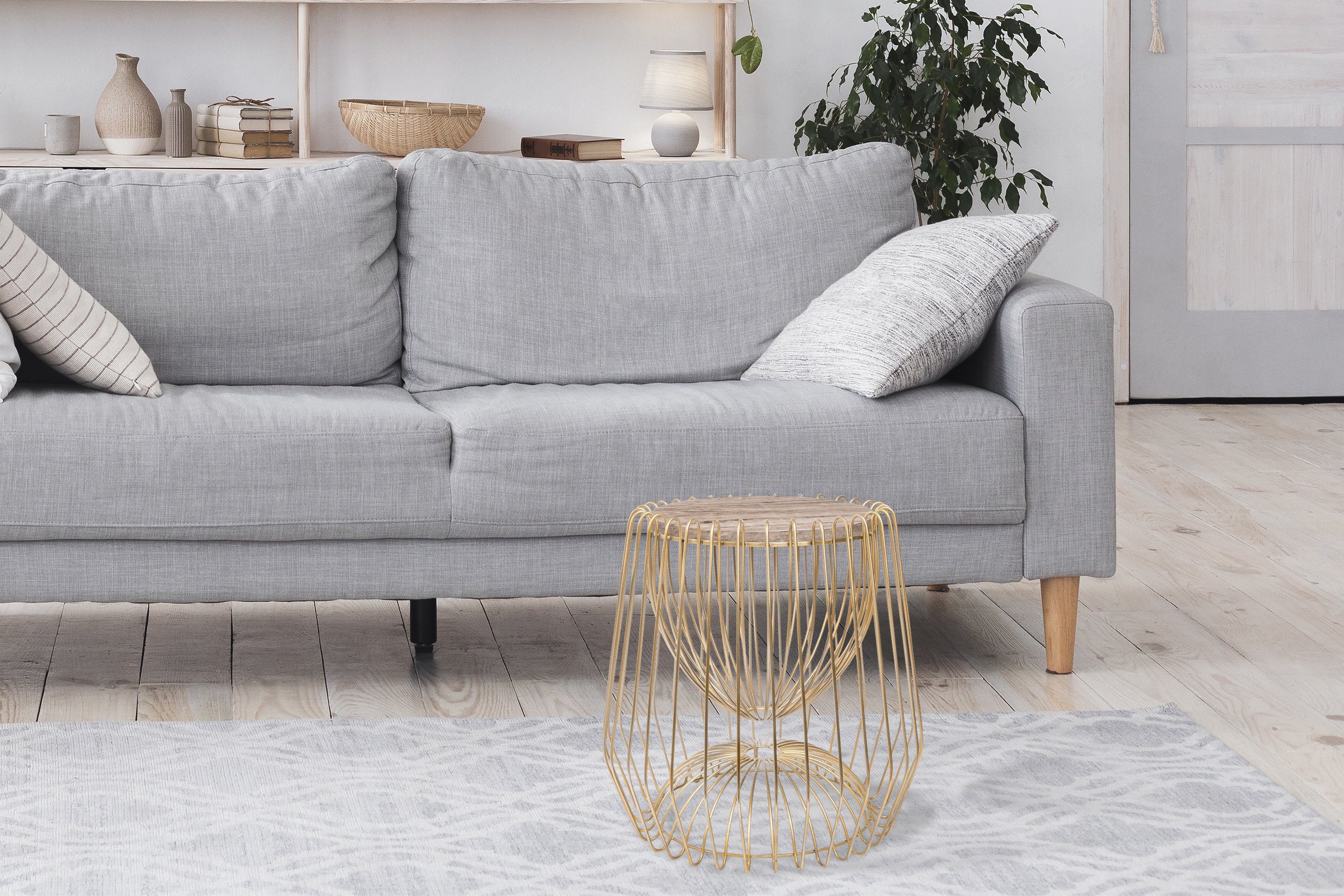 Kayoom Bijzettafel Malibu 225, bijzettafel met luxe marmeren blad ø marmeren blad: 33,5 cm, trendy metalen design, onderhoudsvriendelijk (1 stuk)