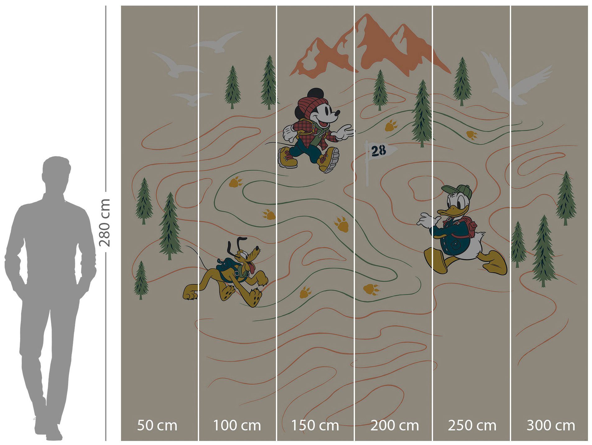 Komar Vliesbehang Digitale print vlies - Mickey Meets the Mountain - Afmeting 300 x 280 cm