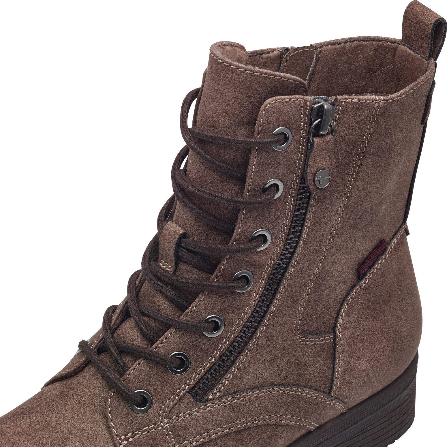 Tamaris Hoge veterschoenen SHAE blokhak, veterschoenen, laarsjes met decoratieve ritssluiting