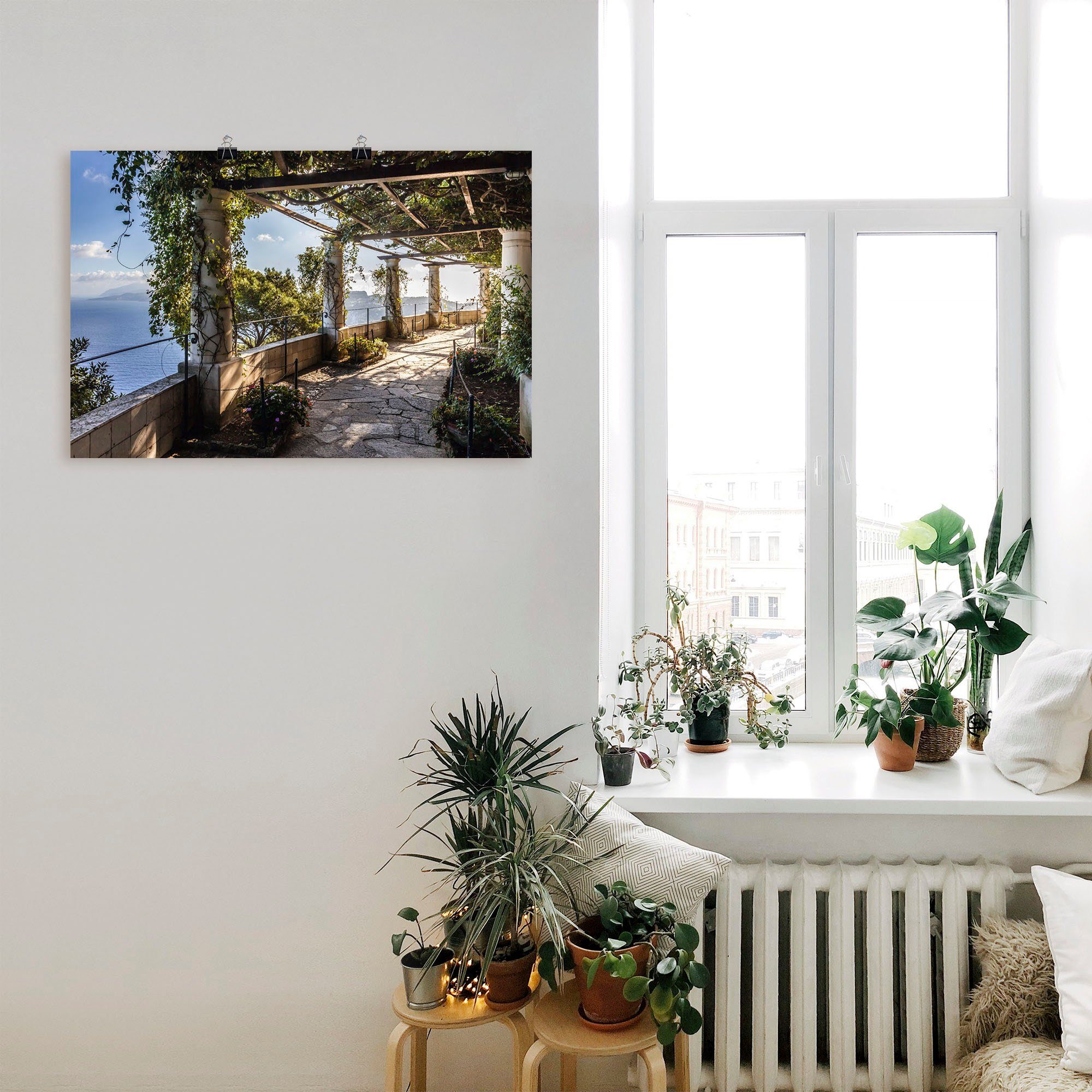 Artland Artprint Tuin van de villa San Michele op capri als artprint van aluminium, artprint voor buiten, artprint op linnen, poster, muursticker