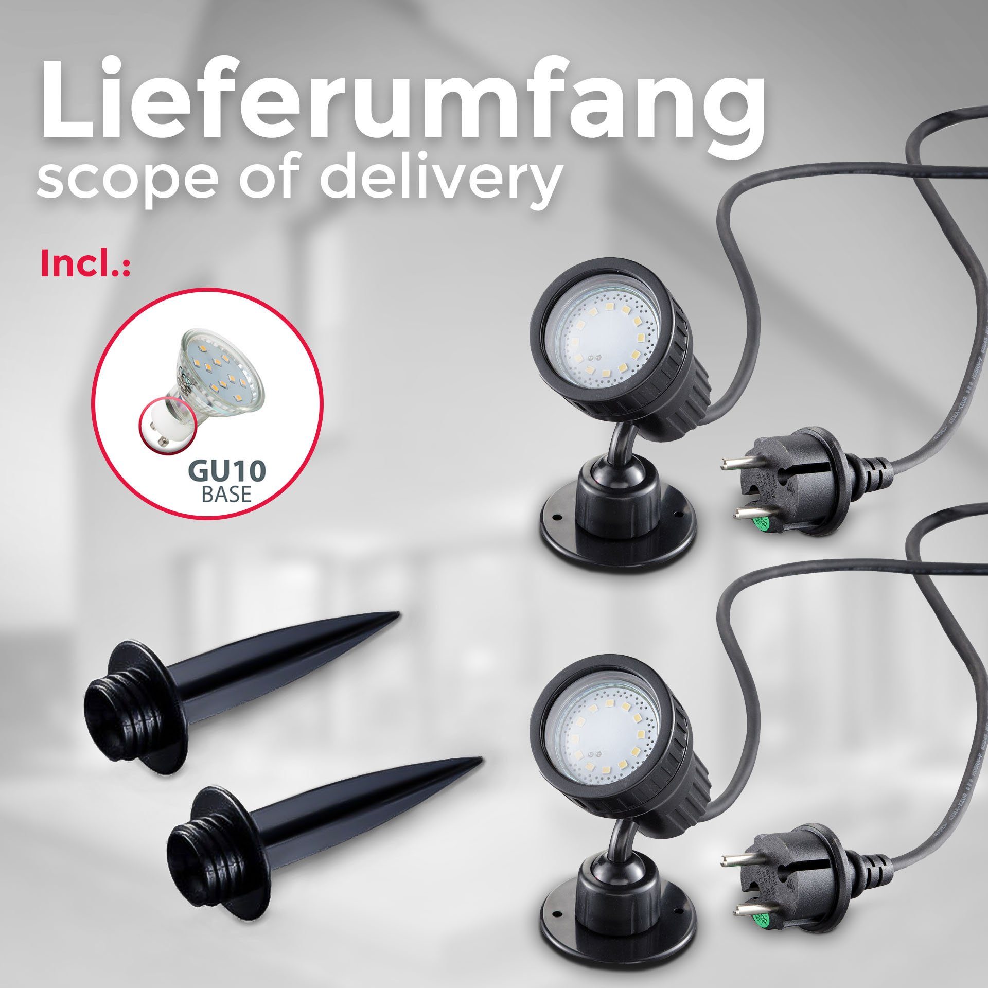 B.K.Licht Tuinlamp BK_GS1083 set van 2 led-tuinspots, padverlichting, inclusief 2x GU10 (2 stuks)