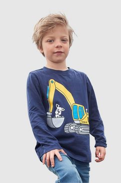 kidsworld shirt met lange mouwen hond met graafmachine blauw