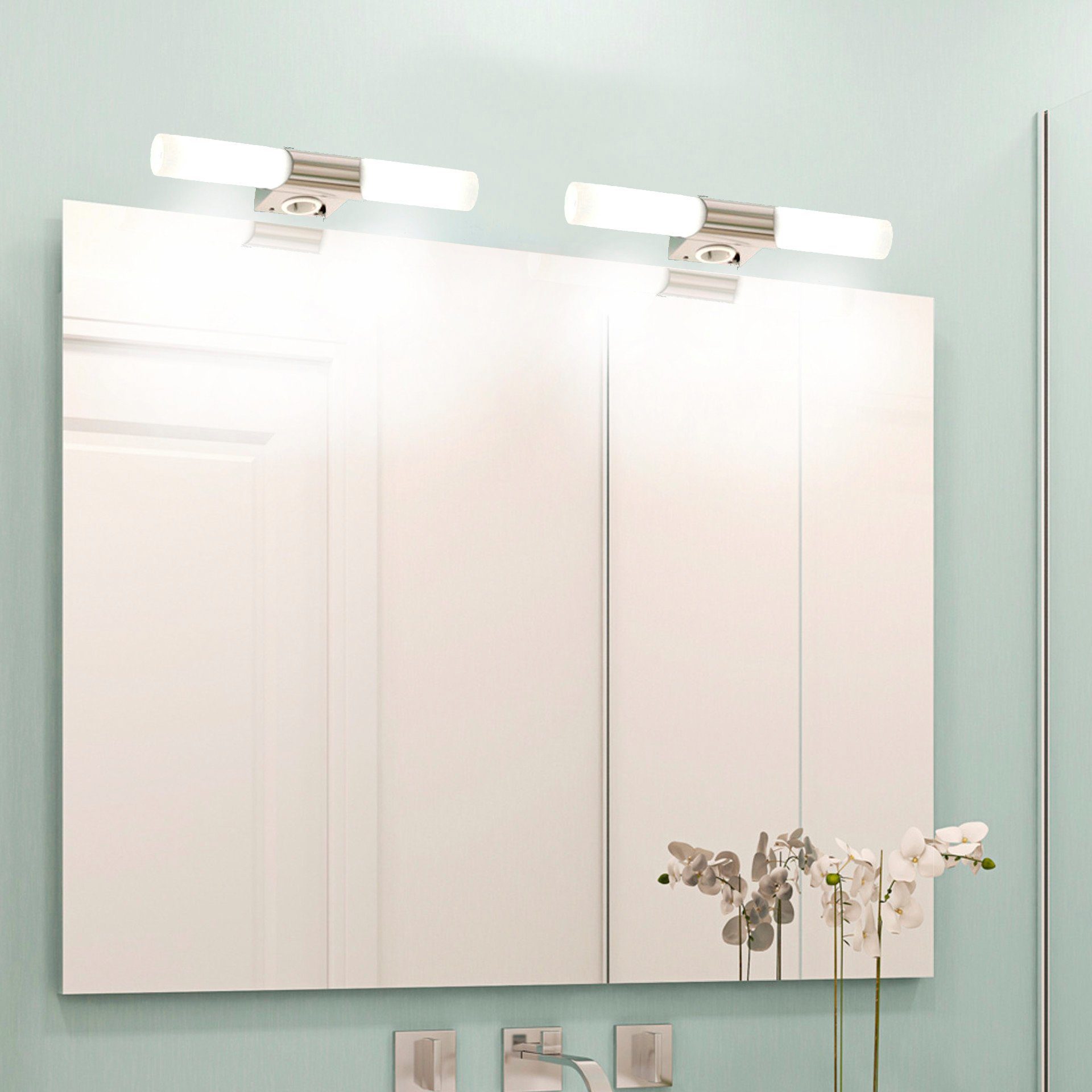B.K.Licht Spiegellamp BK_WL1021 LED spiegellamp, incl. fitting, E14 fitting, IP20 Bad wandlamp, incl. 2x 5W-E14, 2x 470Lm, 3000K, breedte: 44,5 cm (1 stuk)