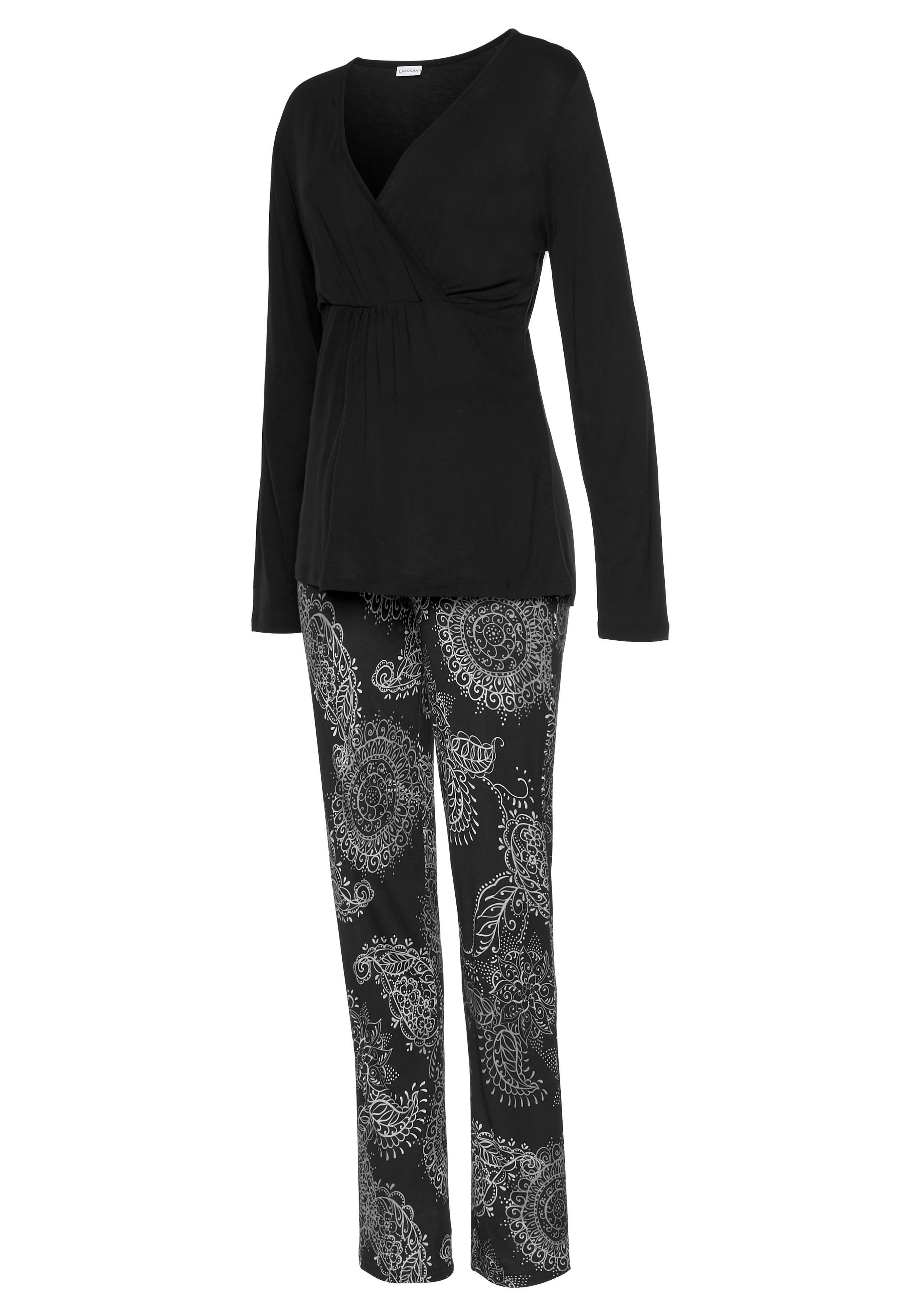 Vivance Dreams Pyjama zwart-wit paisleydessin (2-delig, 1 stuk)
