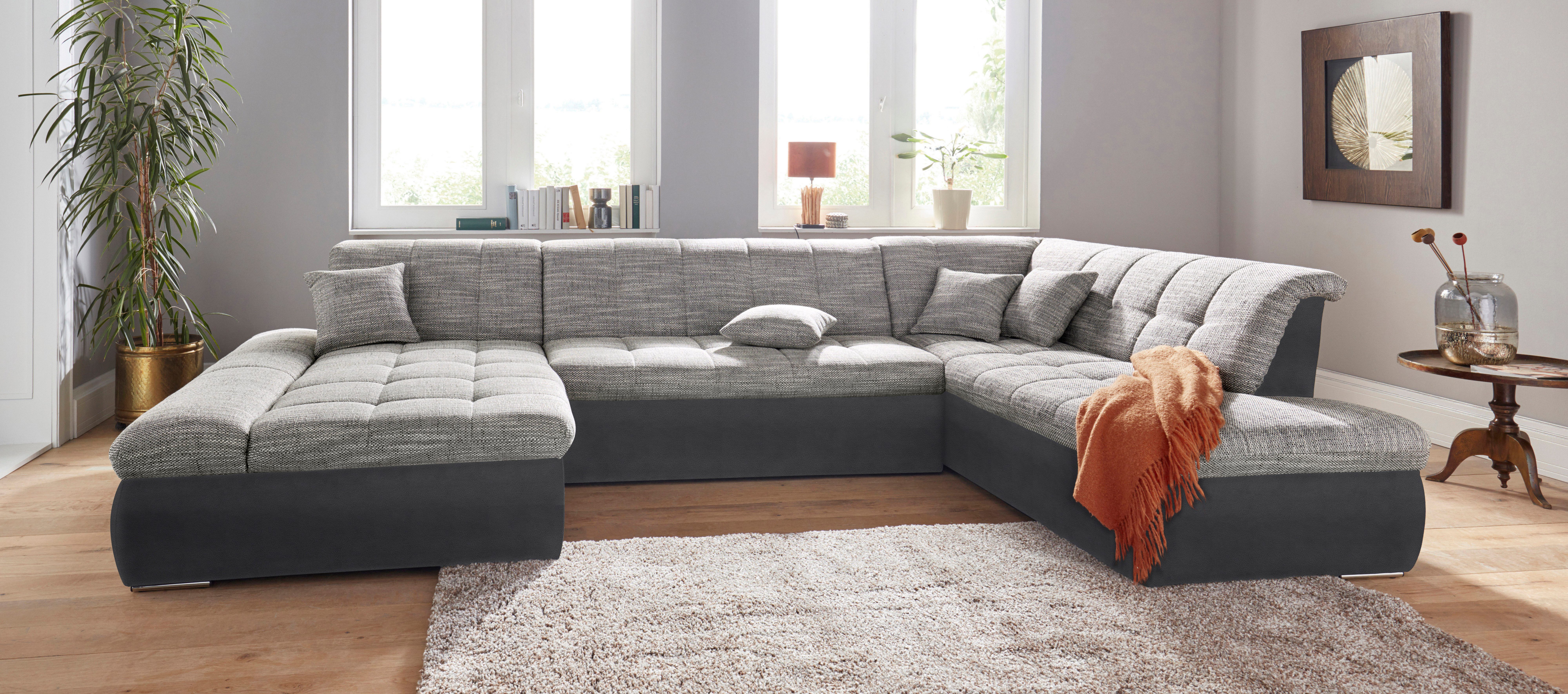 DOMO collection Zithoek Moric Luxus incl. sierkussen U-vorm, tot 140 kg per zitplaats belastbaar, XXL B/D/H: 353/216/80 cm
