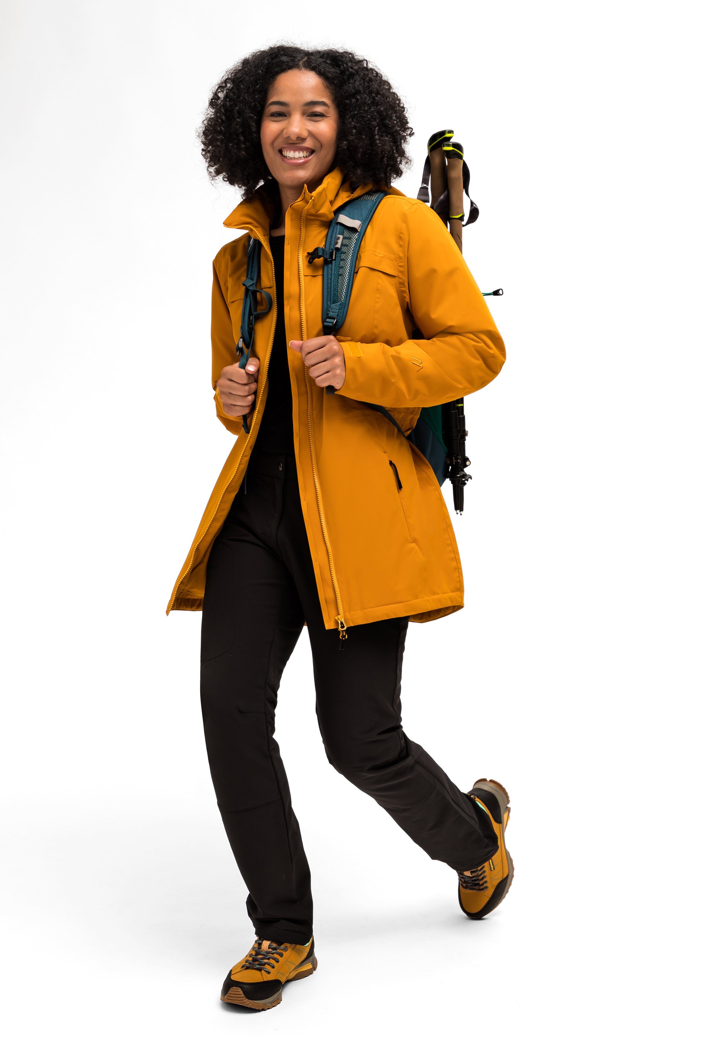 Maier Sports Outdoorjack Liselotte Dames mantel, ademend waterdicht, gewatteerde jas met capuchon