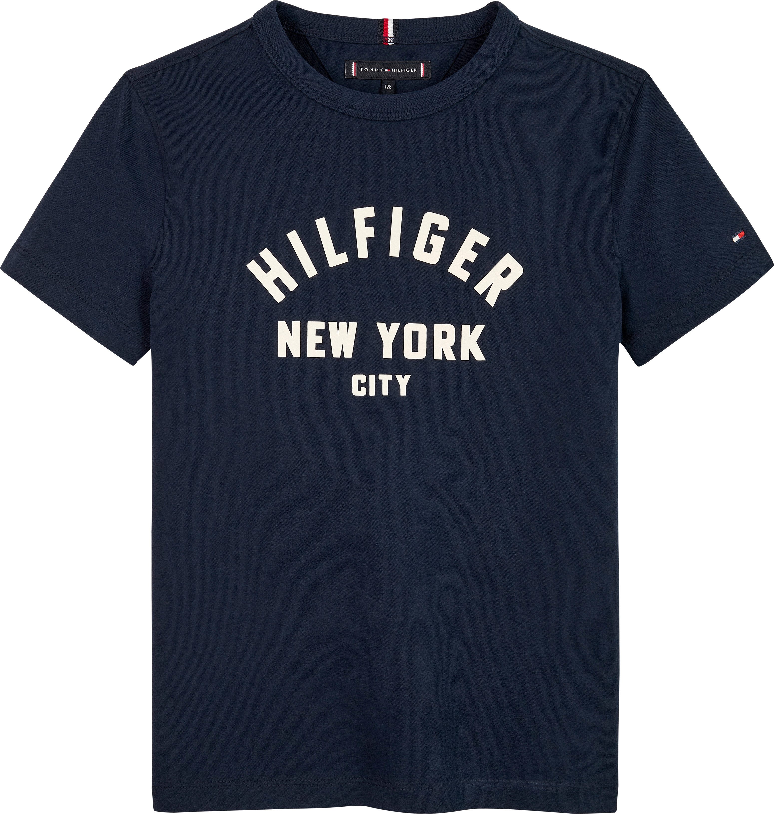 Tommy Hilfiger T-shirt CURVED HILFIGER GRAPHIC TEE SS voor kinderen tot 16 jaar, grote logo-print