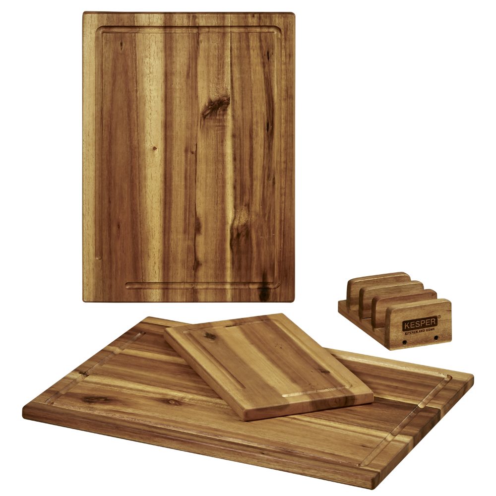 KESPER for kitchen & home Snijplank 3-pack snijplank inclusief standaard (set, 4 stuks)