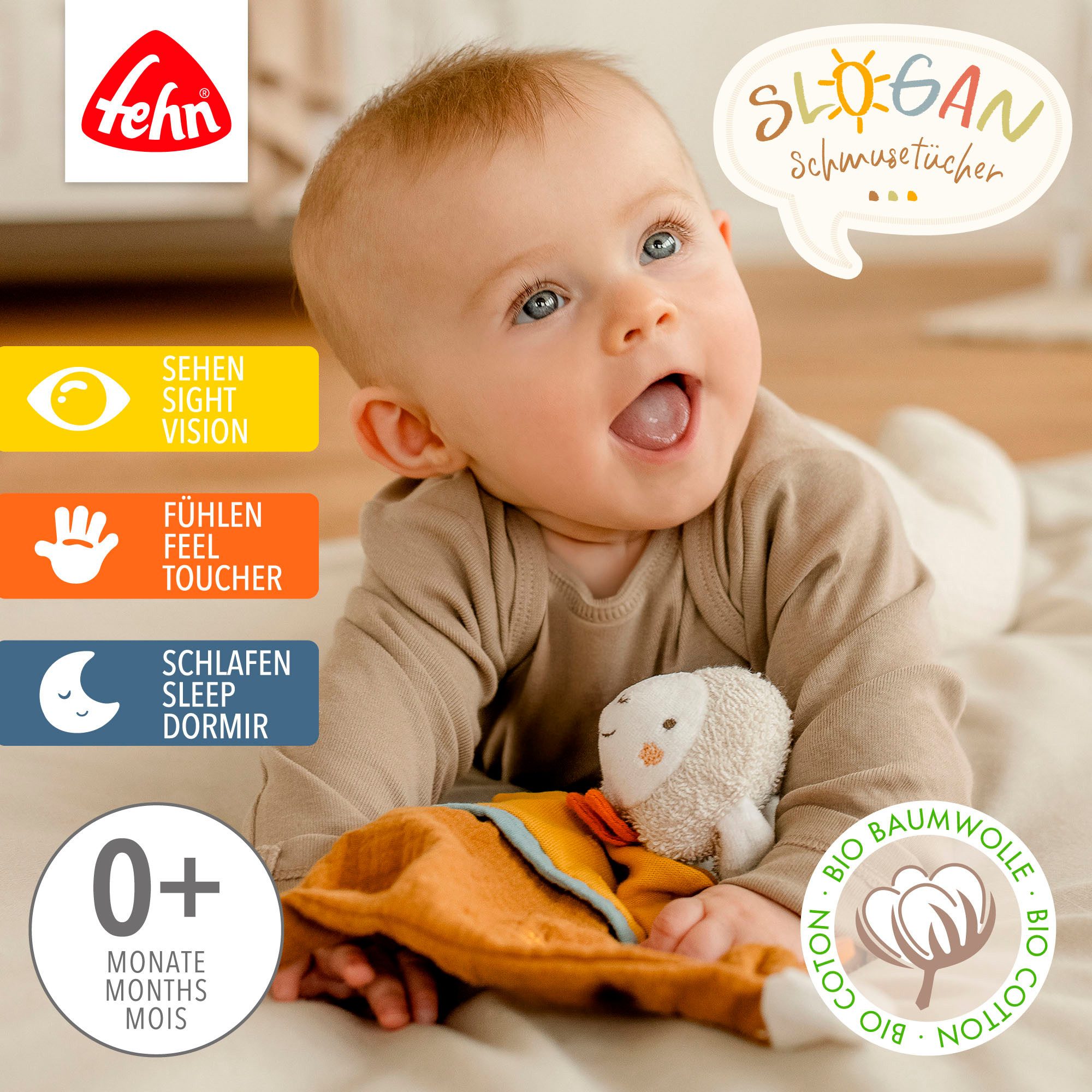 Fehn Knuffeldoek FehnNATUR, Schaap "Sunshine"