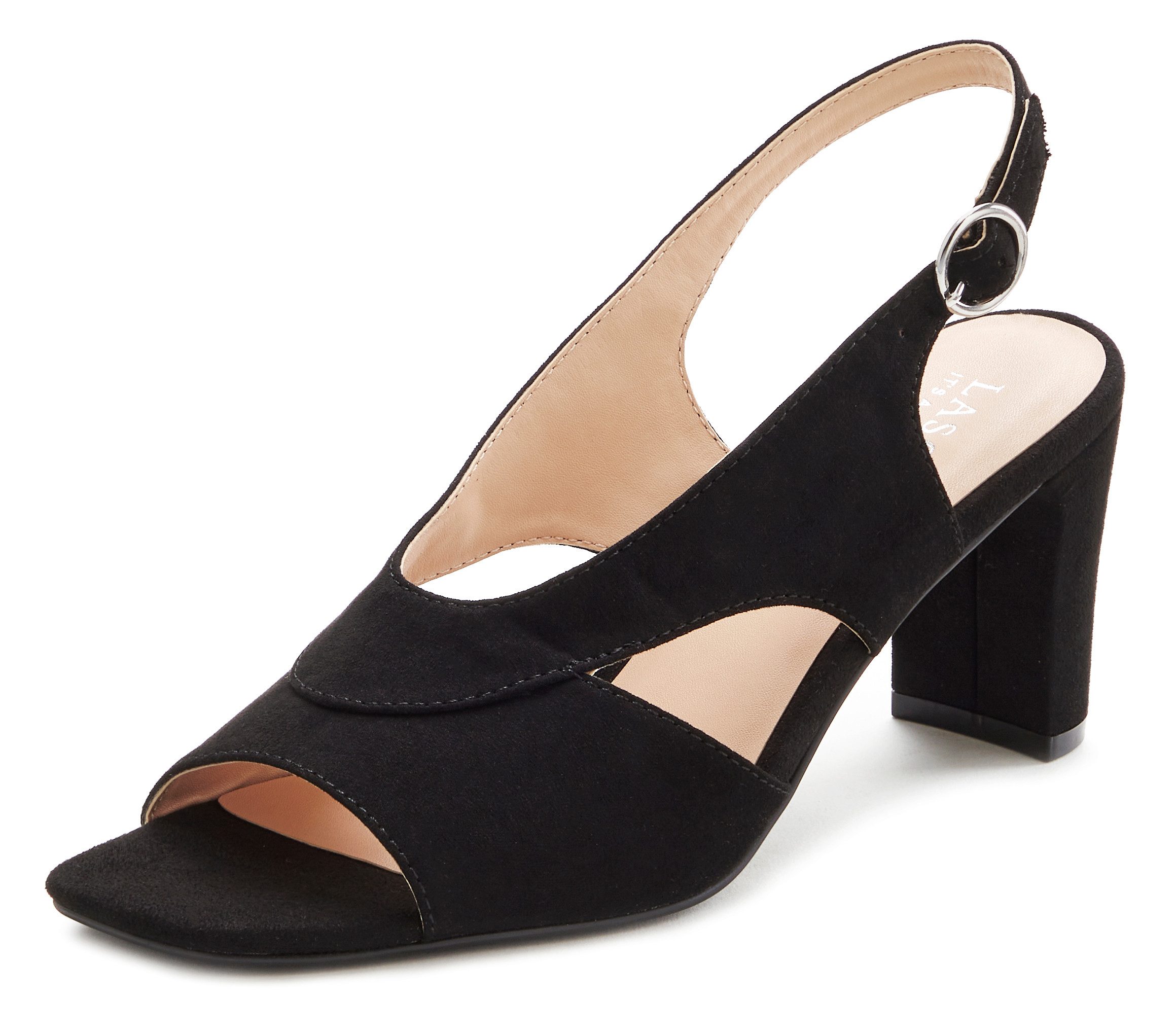Lascana Sandaaltjes Sling-sandalette, sandaal, zomerschoen, met verfijnde uitsnede van faux-suede vegan