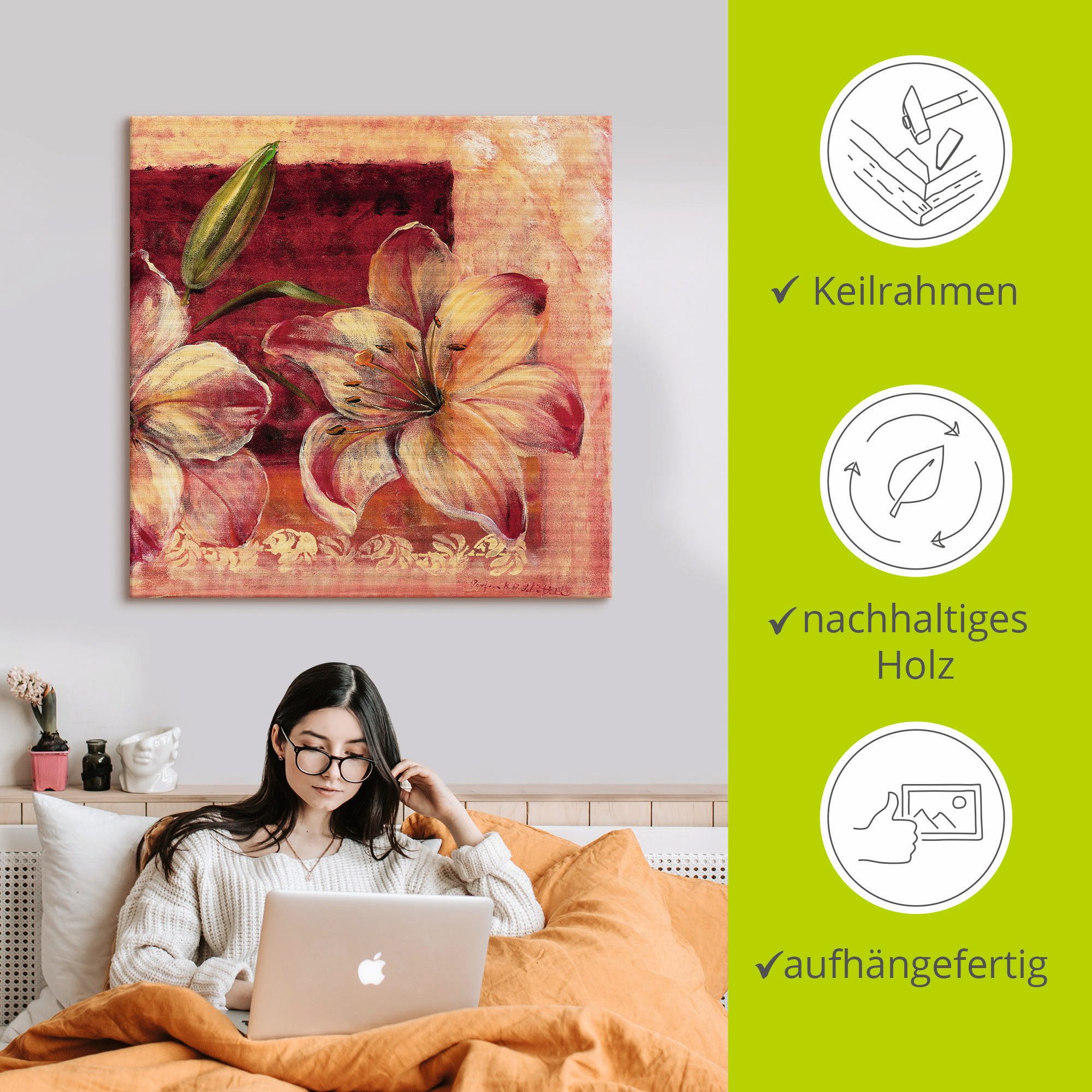 Artland Artprint op linnen Klassieke bloemen IV gespannen op een spieraam