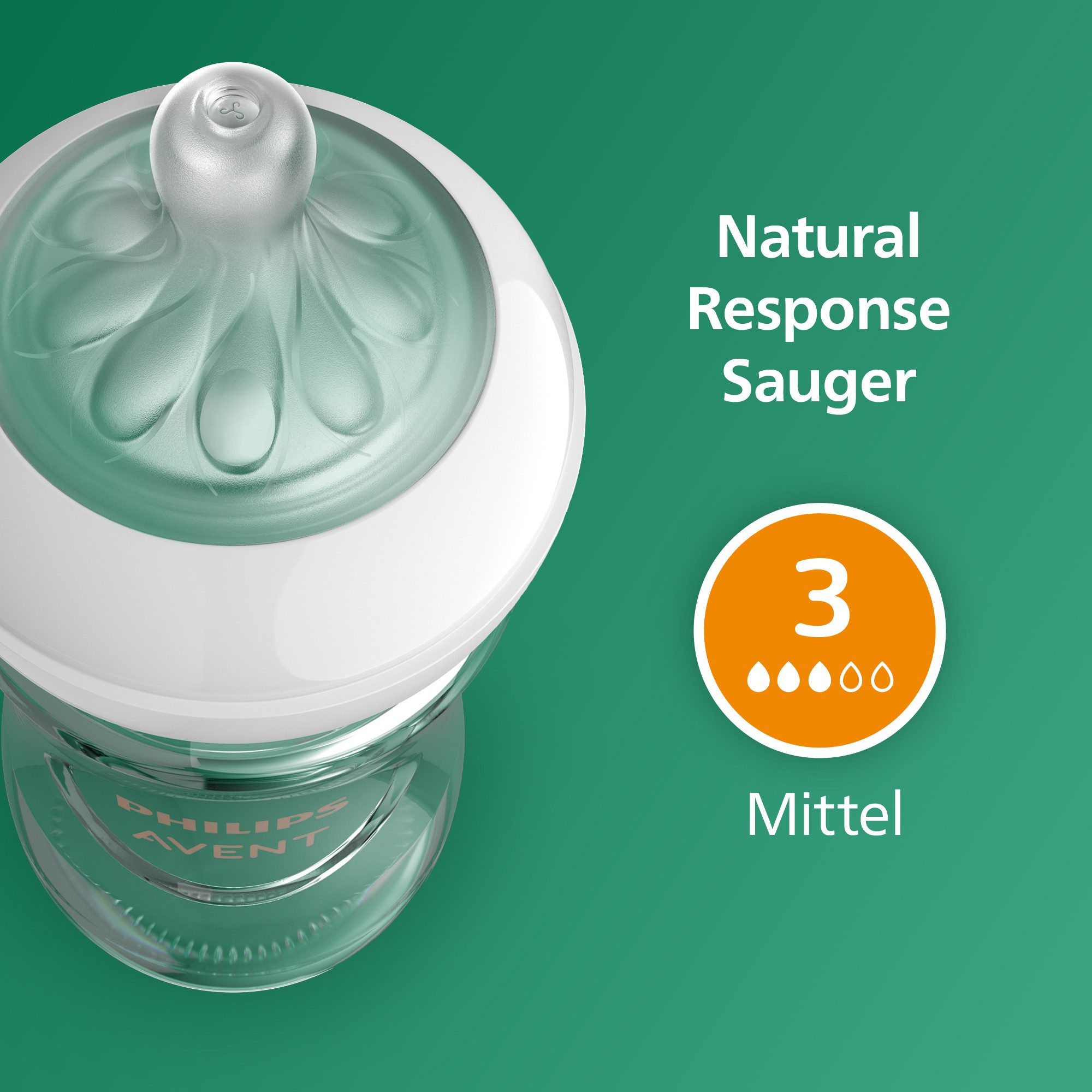 Philips AVENT Babyfles Natural Response SCY933/02 2 stuks, 240 ml, glas, vanaf de 1e maand