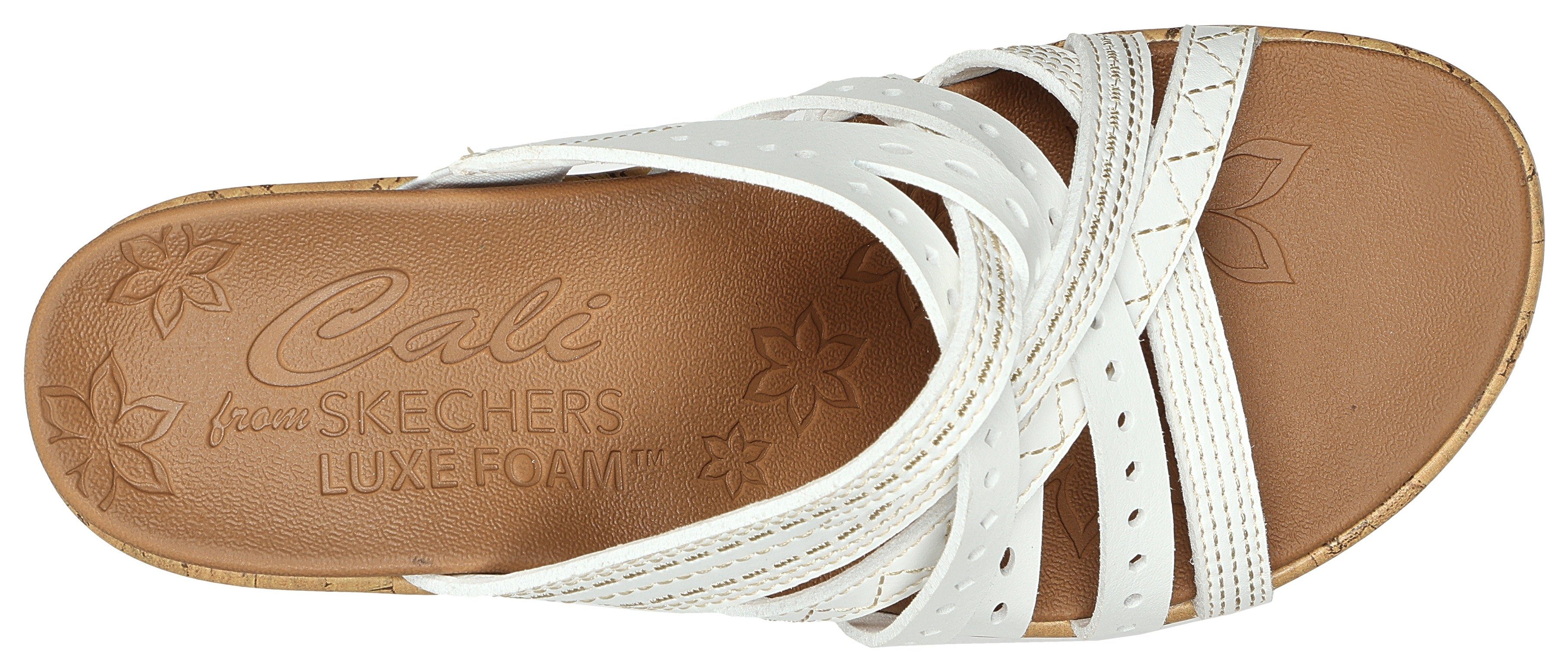 Skechers Slippers BEVERLEE-HOT SPRING sleehak, zomerschoen, slippers met mooie contraststiksels