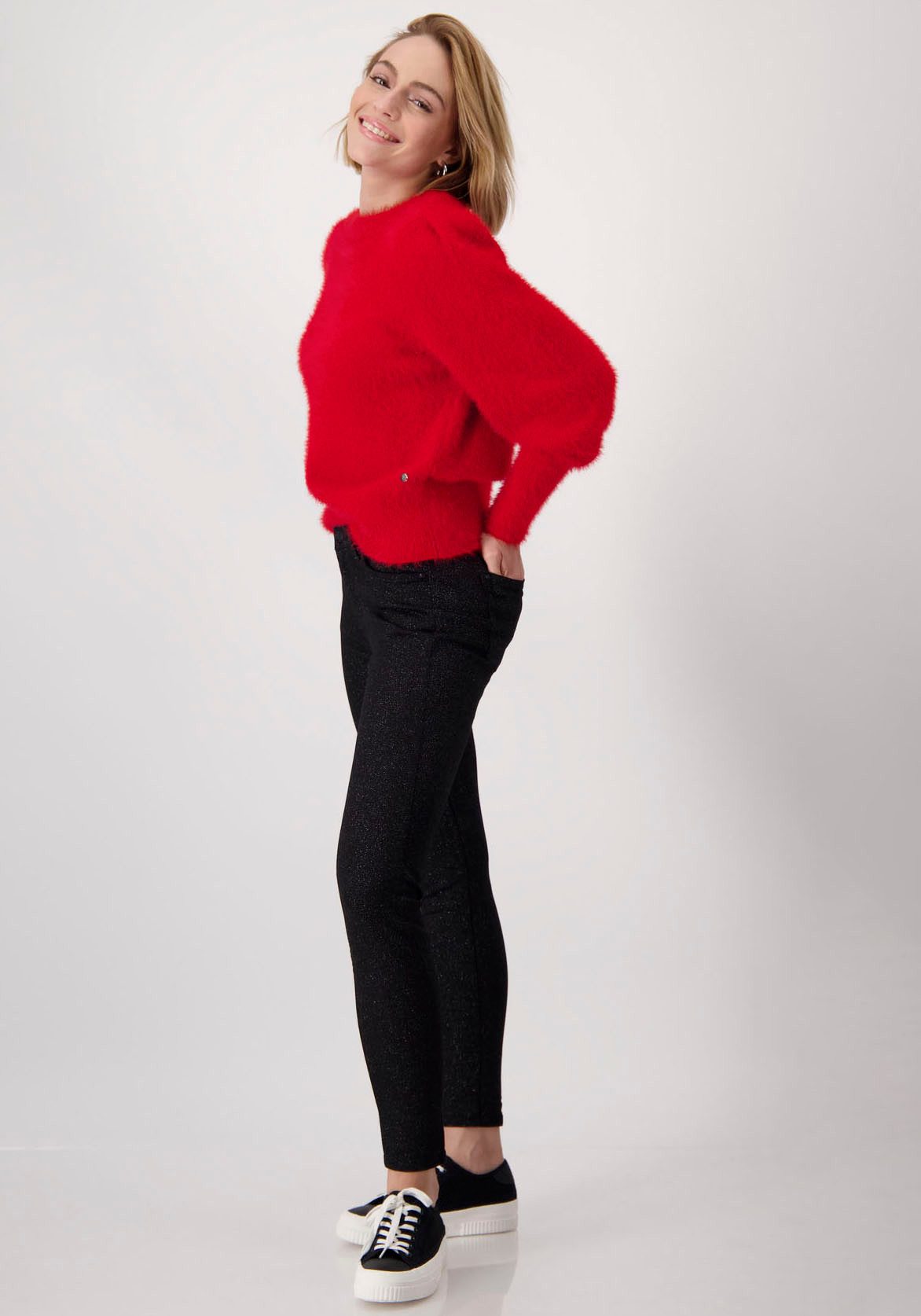 Monari Skinnybroek Glitter jeansbroek