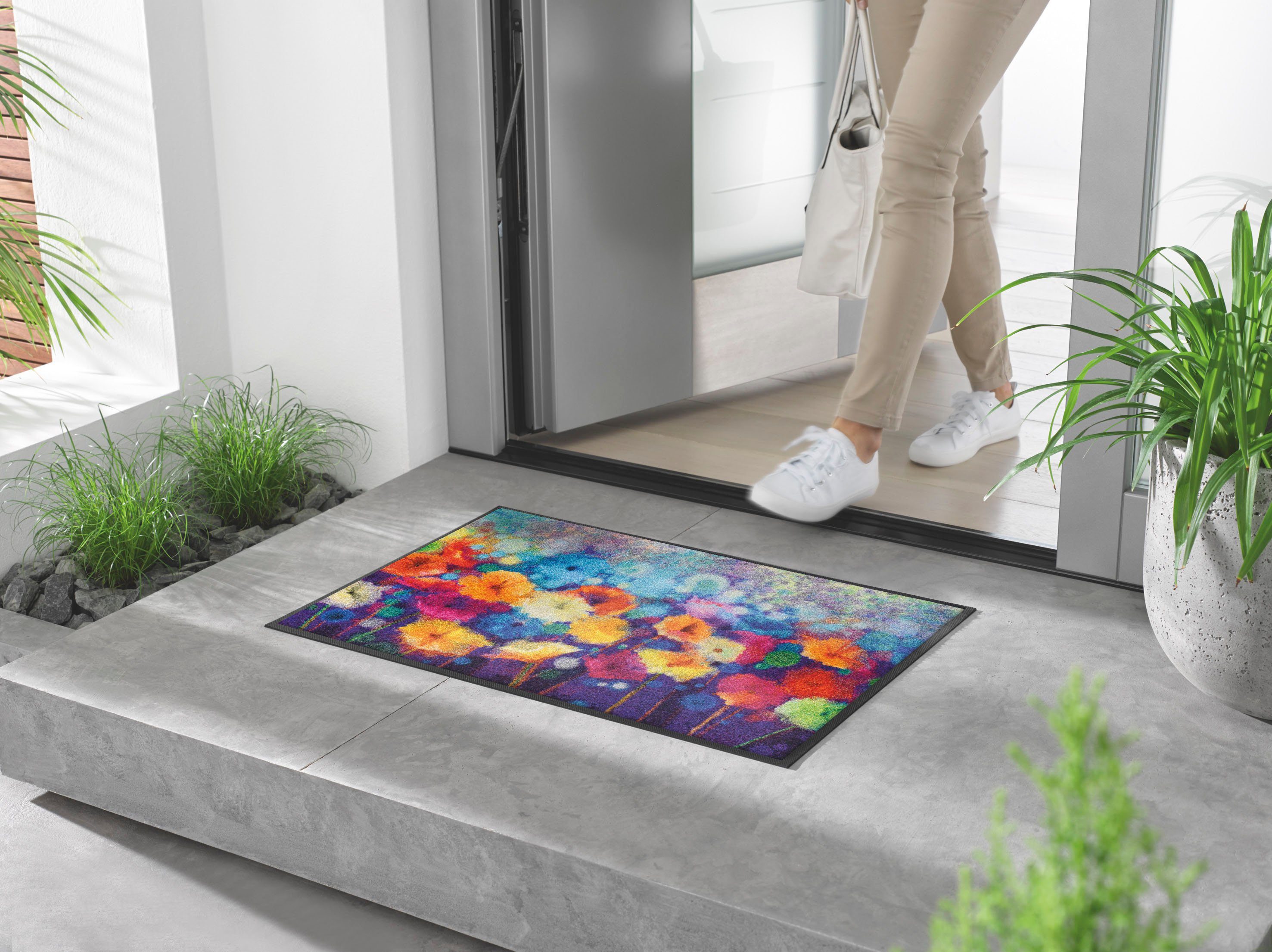 wash+dry by Kleen-Tex Mat Flowerlover Inloopmat, motief bloemen, antislip, wasbaar