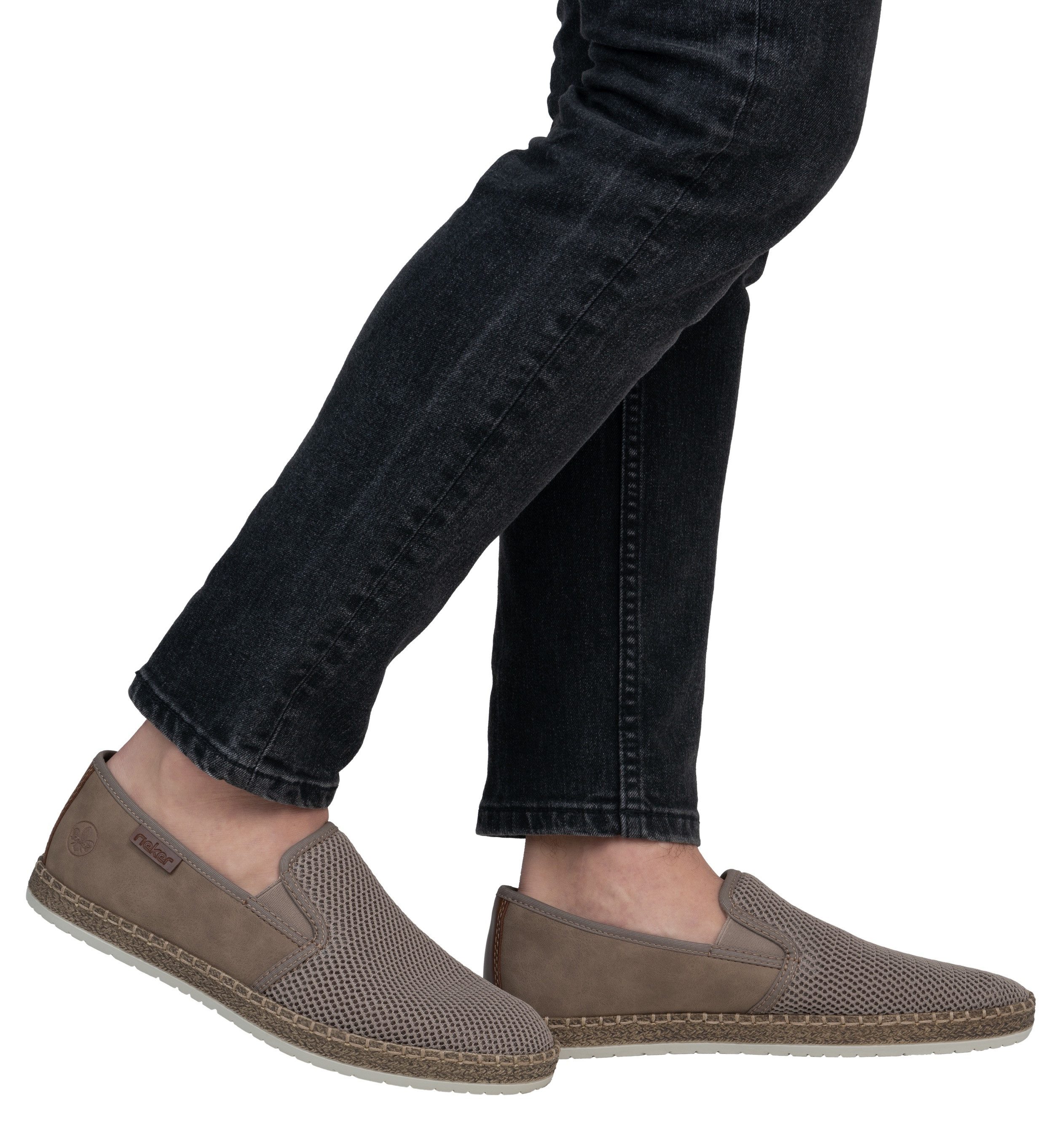 Rieker Espadrilles Slipper, strand schoen, zomerschoen met stretchinzetten