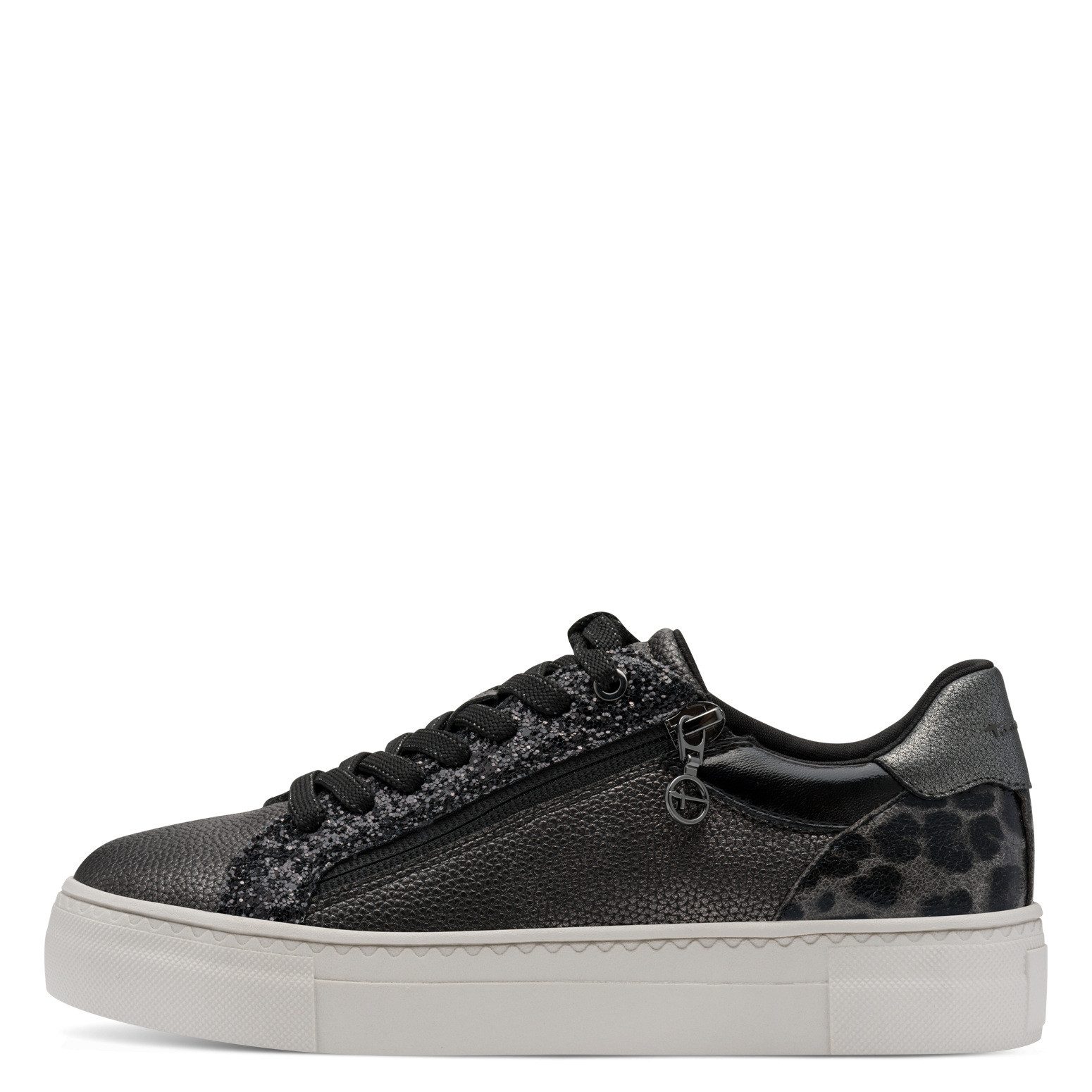 Tamaris Plateausneakers , vrijetijdsschoen, halfschoen, veterschoen met inzetten en glinsterdetails