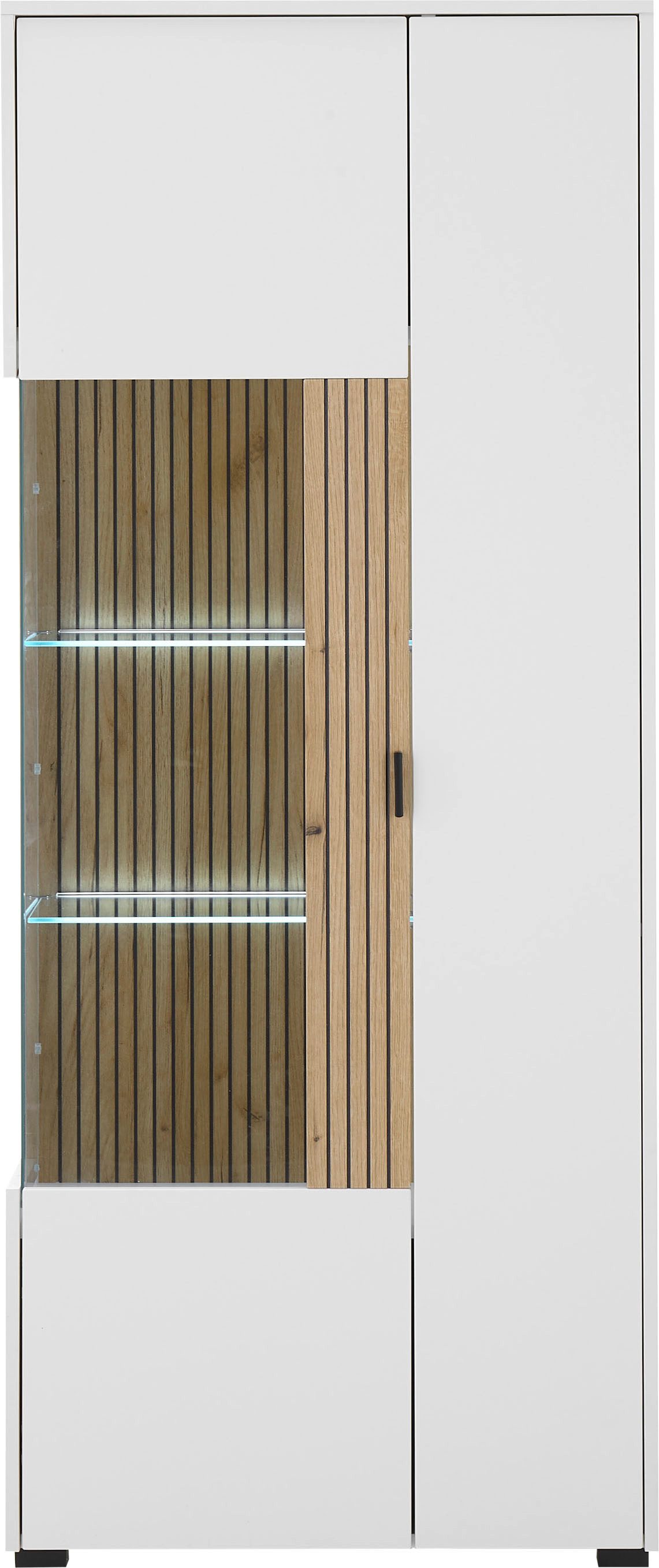 INOSIGN Vitrinekast Hudson, opberghangkast in moderne trendkleur, handgrepen van metaal (zwart), hoogte 180 cm
