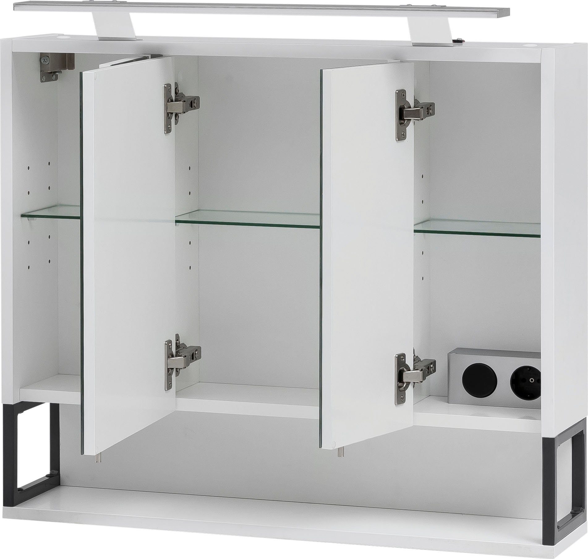 Schildmeyer Spiegelkast Limoen Breedte 70 cm, 3-deurs, ledverlichting, schakelaar-/stekkerdoos
