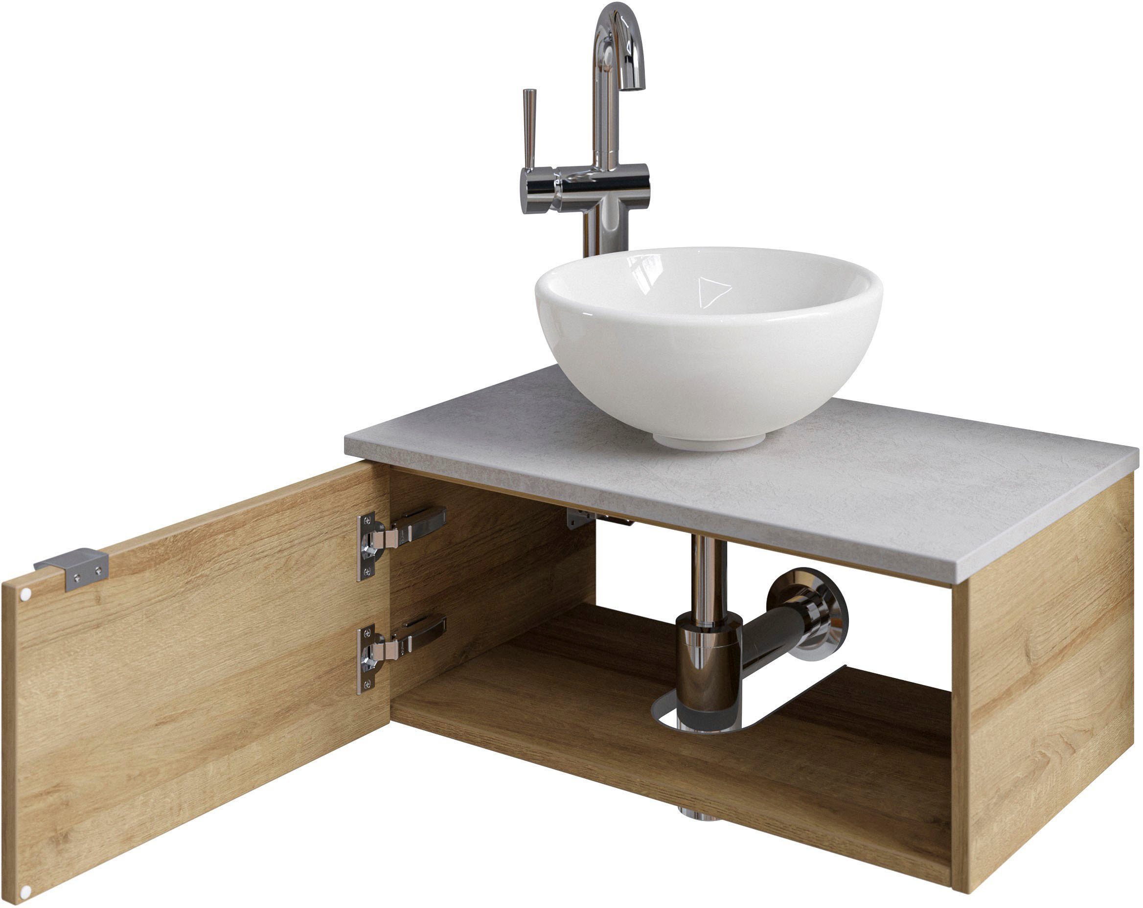 Saphir Wastafelonderkast Serie 6915 wastafel met onderkast voor gastenbadkamer, tweede toilet (3-delig)