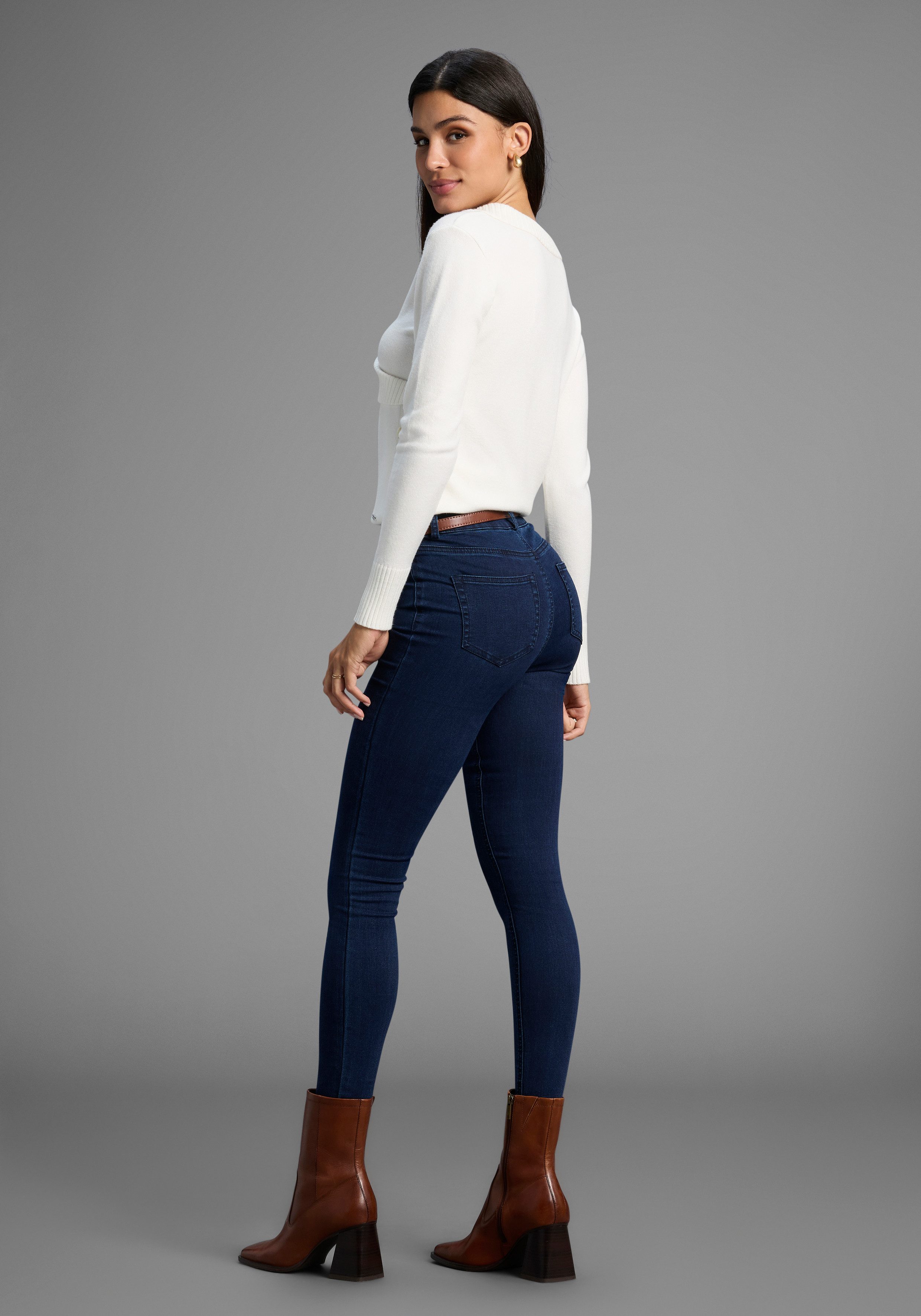 Arizona Skinny fit jeans Ultra Stretch extra-strak gesneden pasvorm, modieuze used-wassing