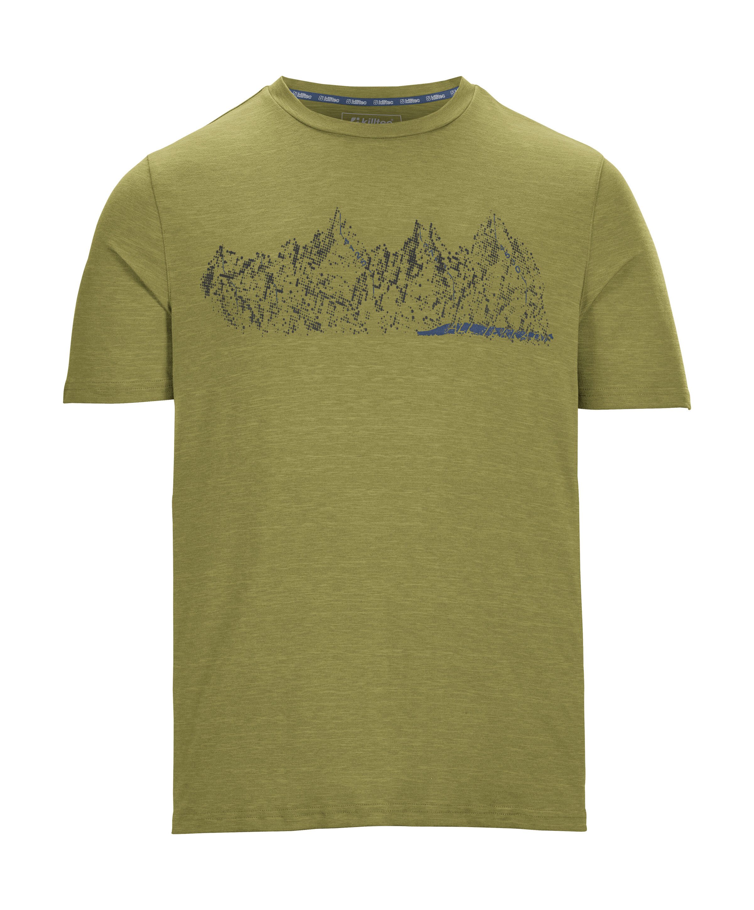 Killtec T-shirt Lilleo MN TSHRT C Sneldrogend heren T-shirt met bergprint en melange-look