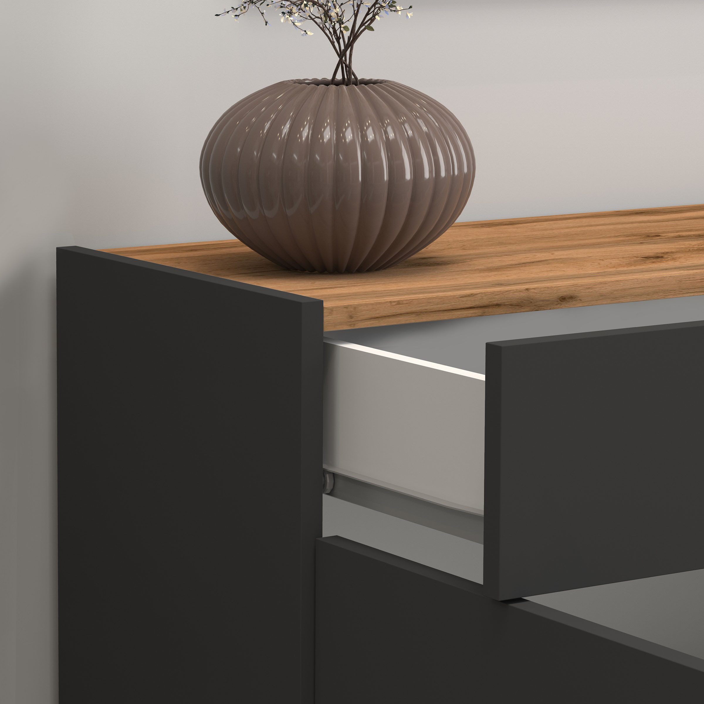INOSIGN Dressoir Garda, Ladekast, Kast, Buffet 2 deuren, 1 lade, greeploos breedte 80,9 cm