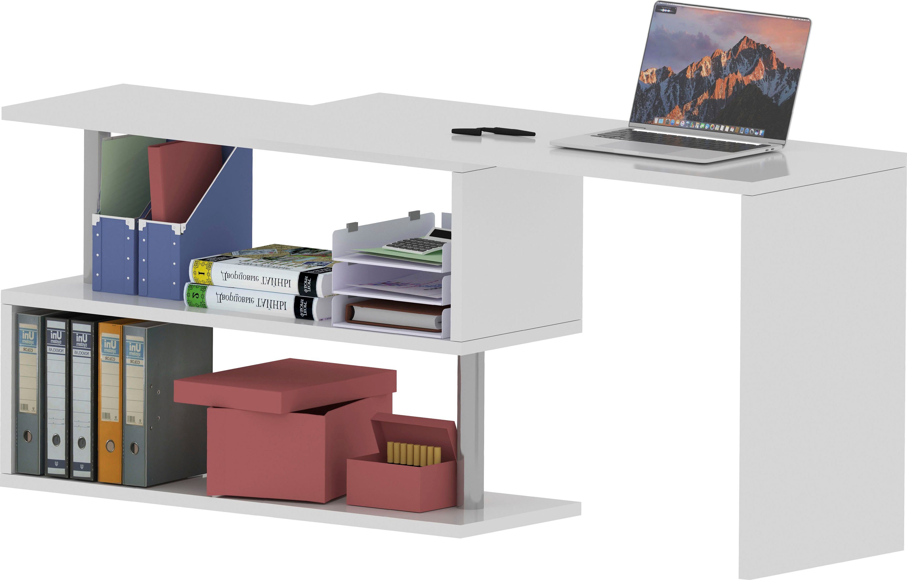 INOSIGN Bureau Volta, Made in Italy multifunctioneel - als computertafel, hoekbureau of sideboard