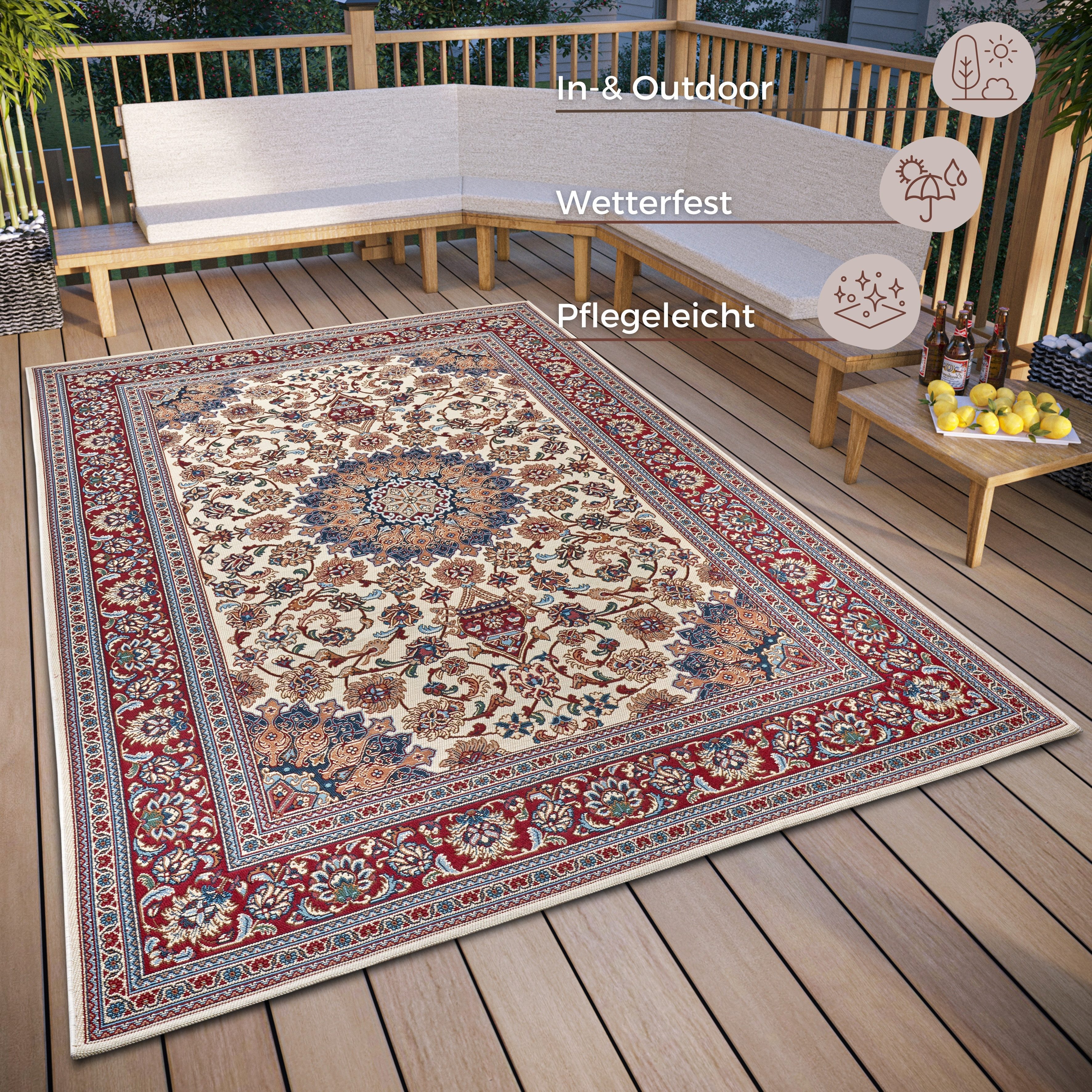 HANSE Home Vloerkleed Kadi In-& Outdoor, Tapijt, Weerbestendig, Balkon, Tuin, Woonkamer, Orient