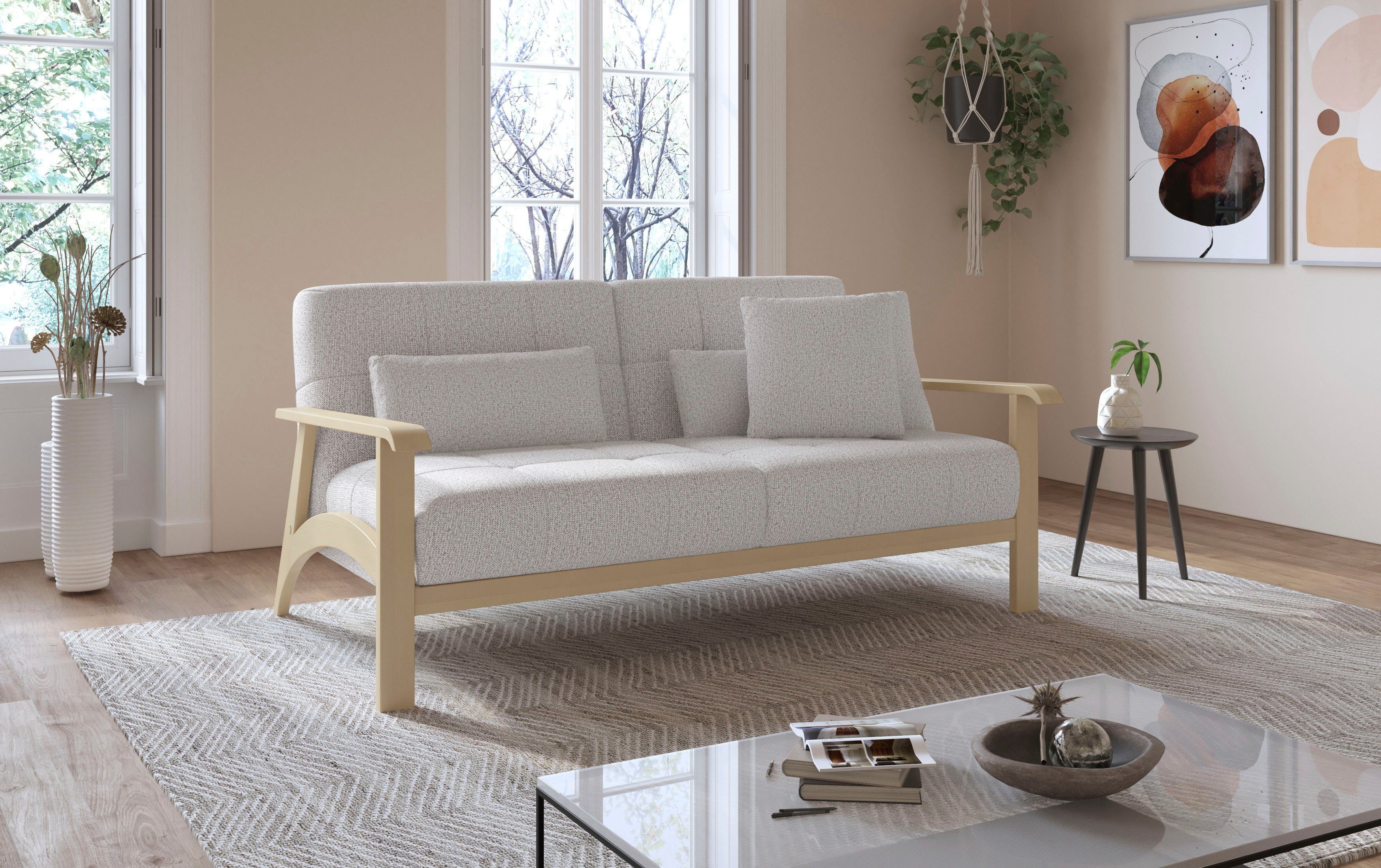sit&more 2,5-zitsbank Billund Armleuningen van natuurlijk beukenhout, verschillende bekledingen en kleuren