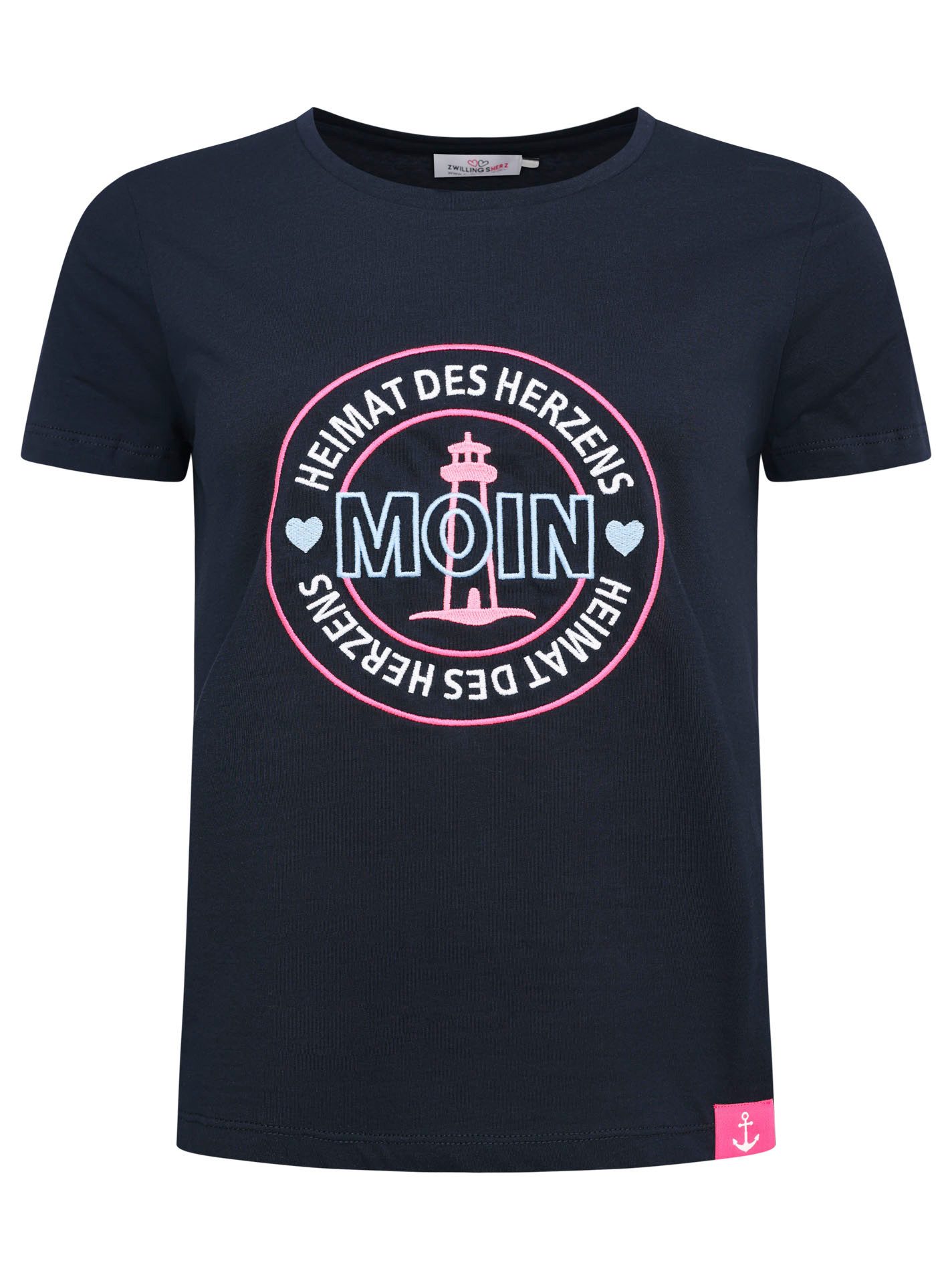 Zwillingsherz T-shirt Thuis van het Hart Met maritieme borduursel