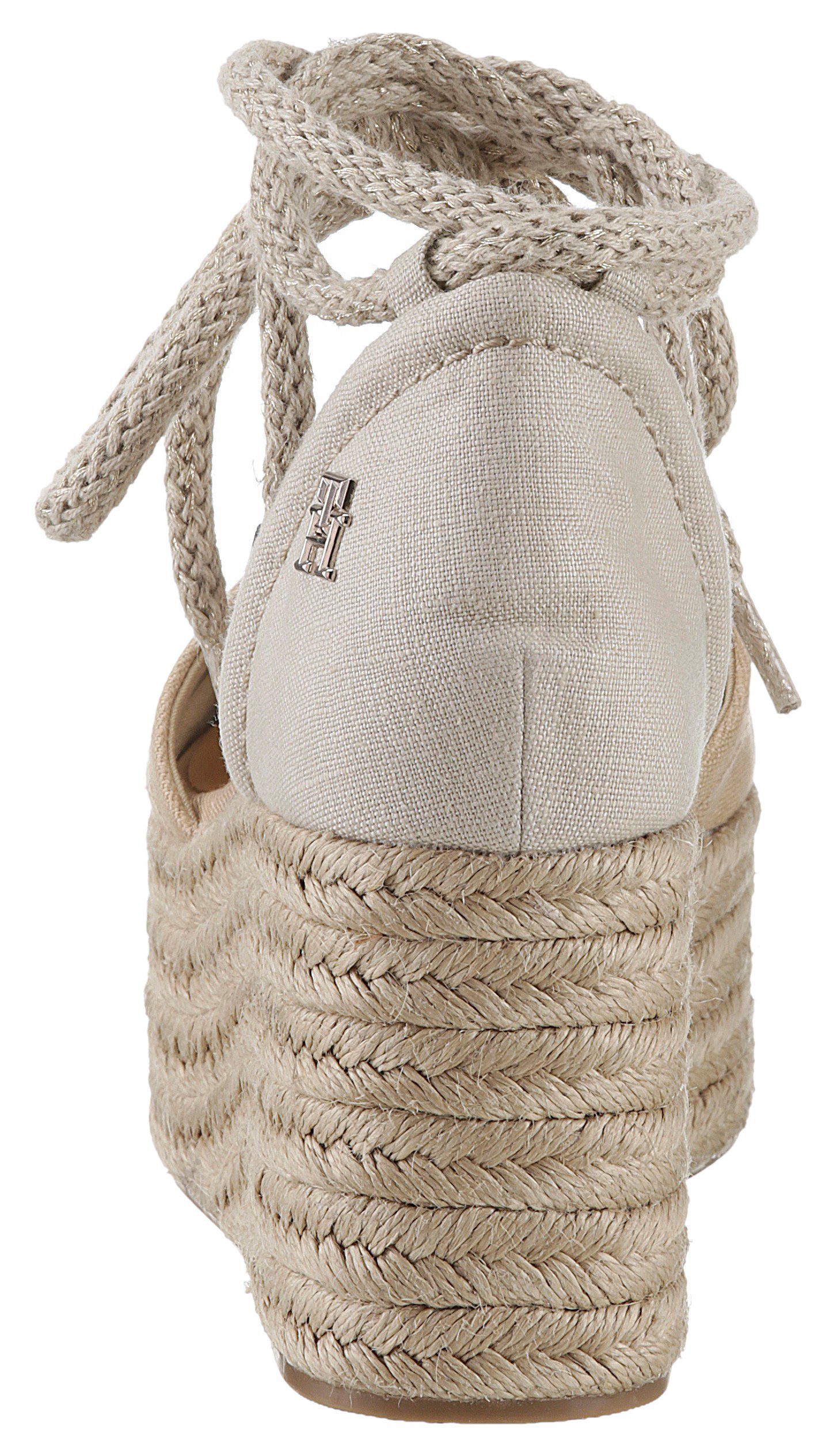 Tommy Hilfiger Espadrilles CLOSED TOE LINEN FLATFORM , zomerschoen, sleehak, met mooie enkelveters