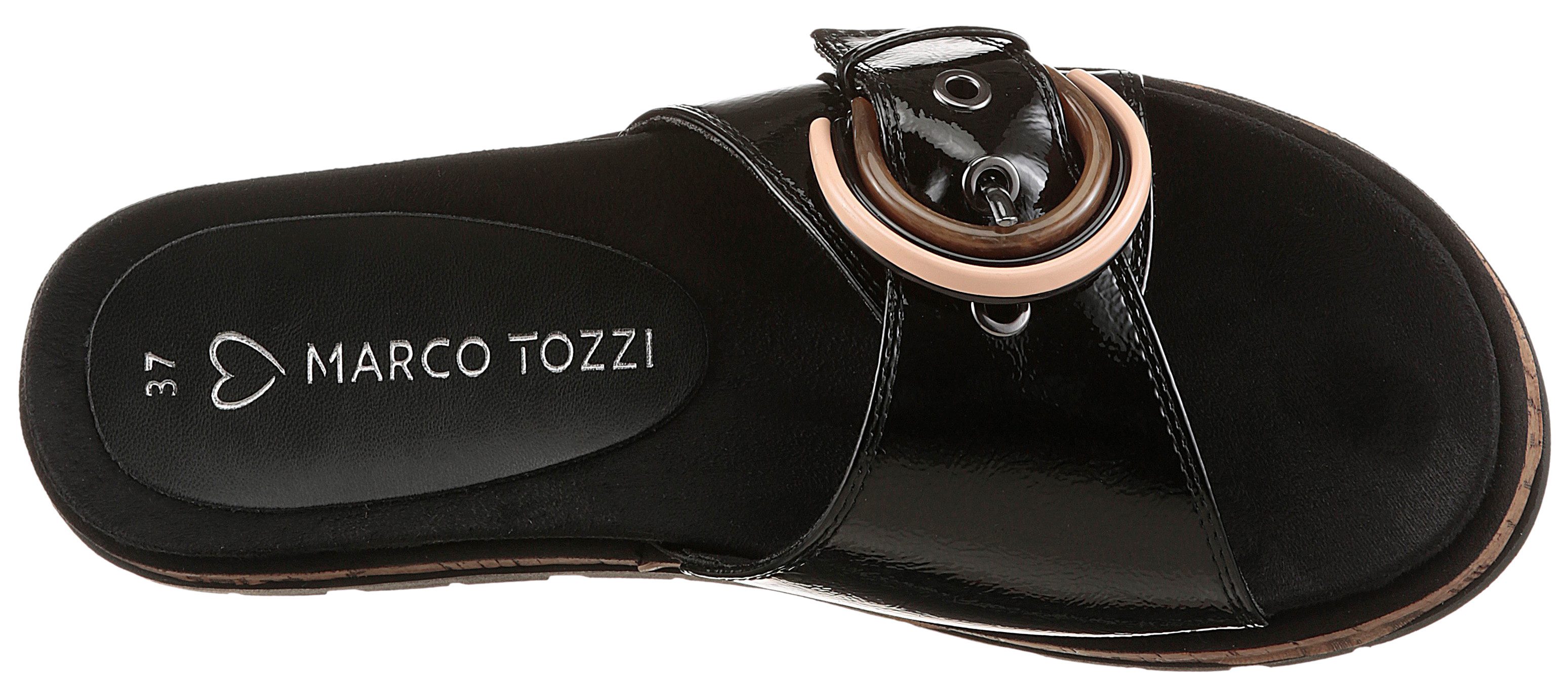 Marco Tozzi Slippers , plateau, zomerschoen, instapschoen met decoratieve gesp