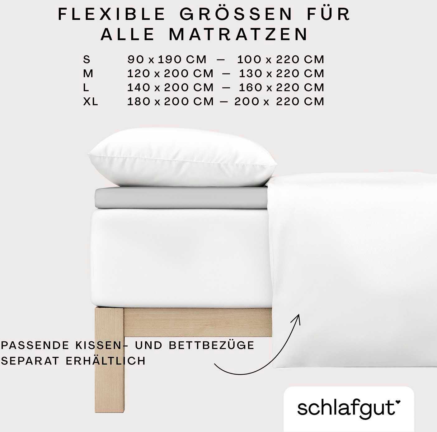 Schlafgut Hoeslaken PURE TOPPER in maat 90x200, 140x200 of 180x200 cm, hoes voor topper van 100% biologische katoen, voor matrassen tot 10 cm hoogte, beddengoed (1 stuk)