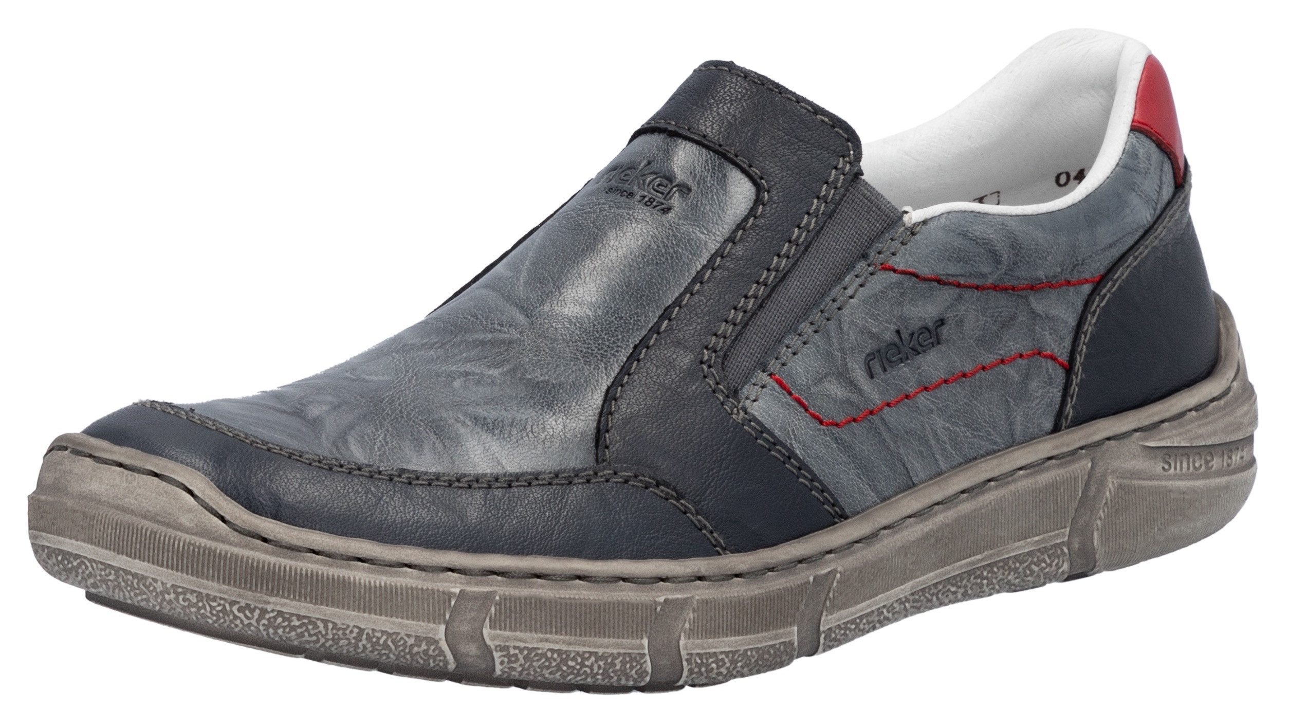 Rieker Instappers , slip-on sneaker, lage schoen, vrijetijdsschoen met schachtpolstering heren instappers maat 40 blauw