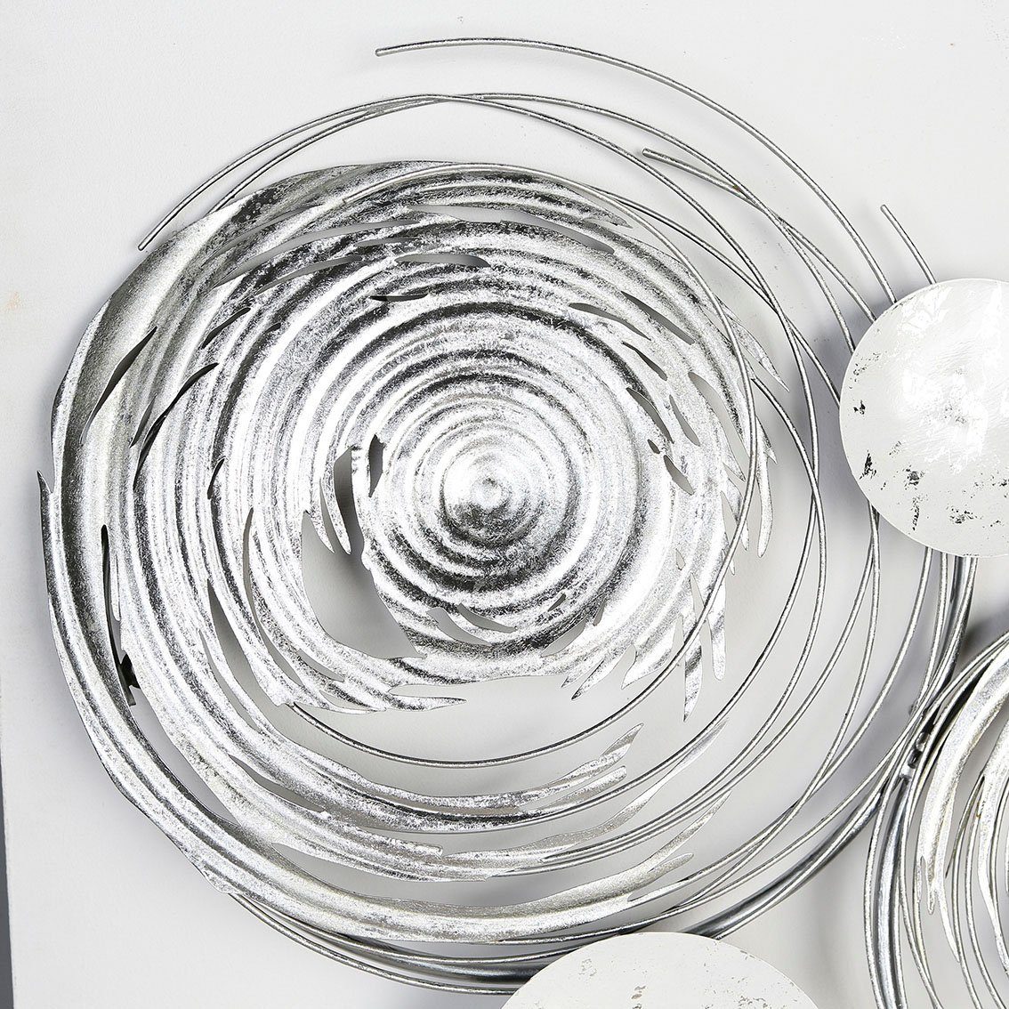 GILDE Sierobject voor aan de wand Wandreliëf Circles, wit/zilverkleur van metaal, decoratief in eetkamer & woonkamer (1 stuk)