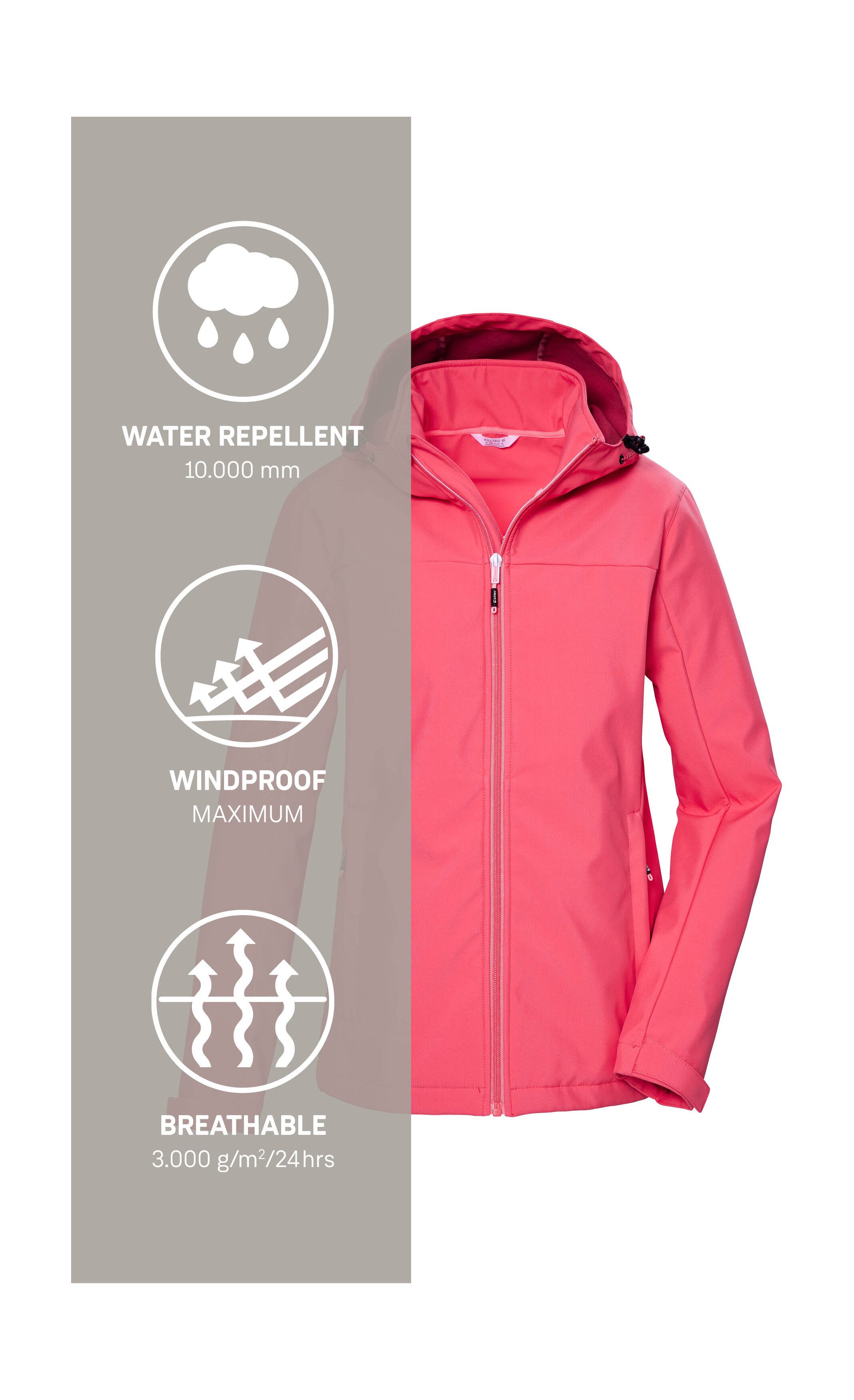 Killtec Softshell-jack KOS 102 WMN SFTSHLL JCKT Waterafstotende, ademende softshelljack, PFAS-vrij geïmpregneerd