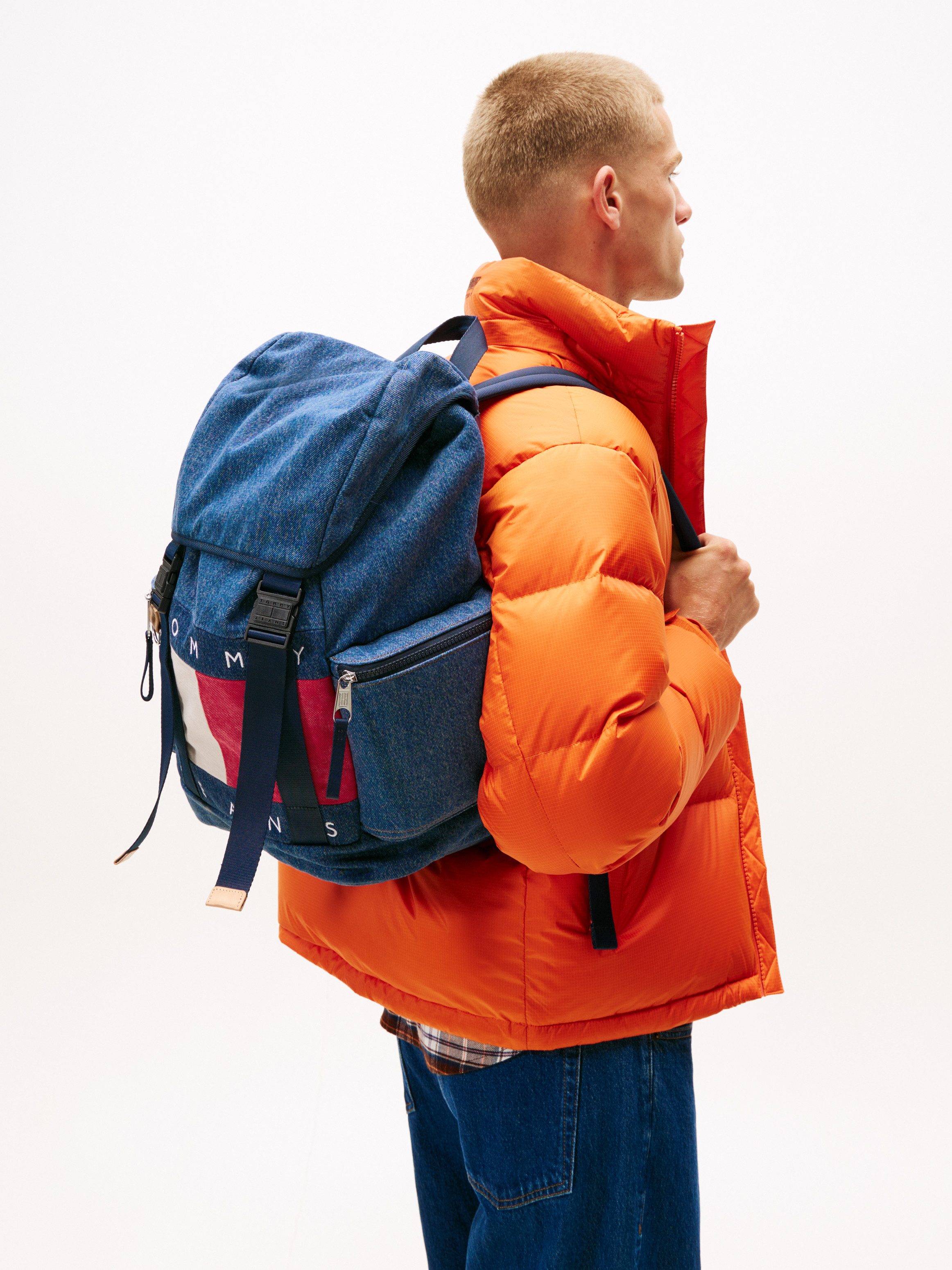 TOMMY JEANS Rugzak TJM ARCHIVE DENIM BACKPACK , men travelrugzak met twee zijzakken met ritssluiting