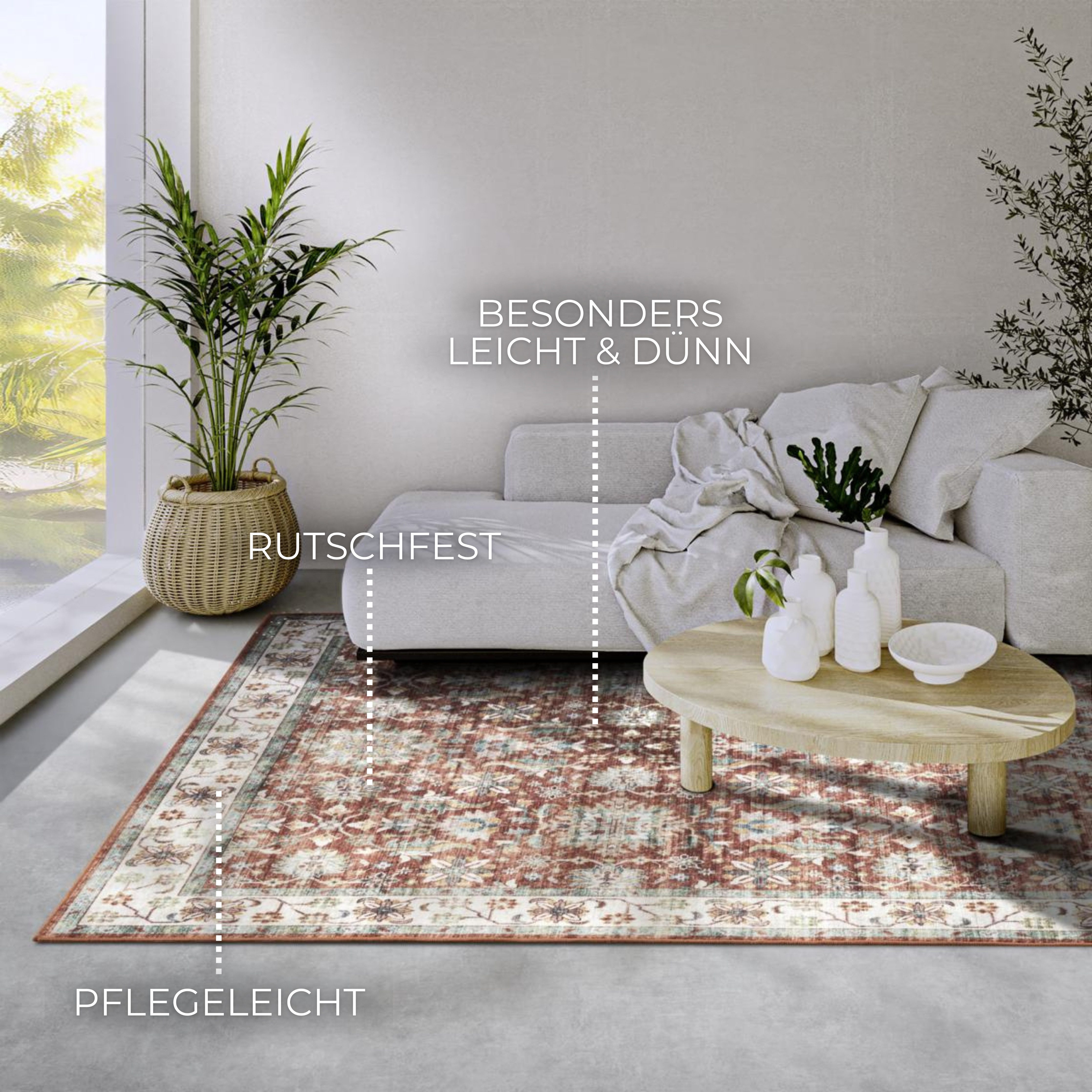 ELLE DECORATION Vloerkleed Saveh Kortpolig, antislip, vintage, klassiek, woonkamer, gang