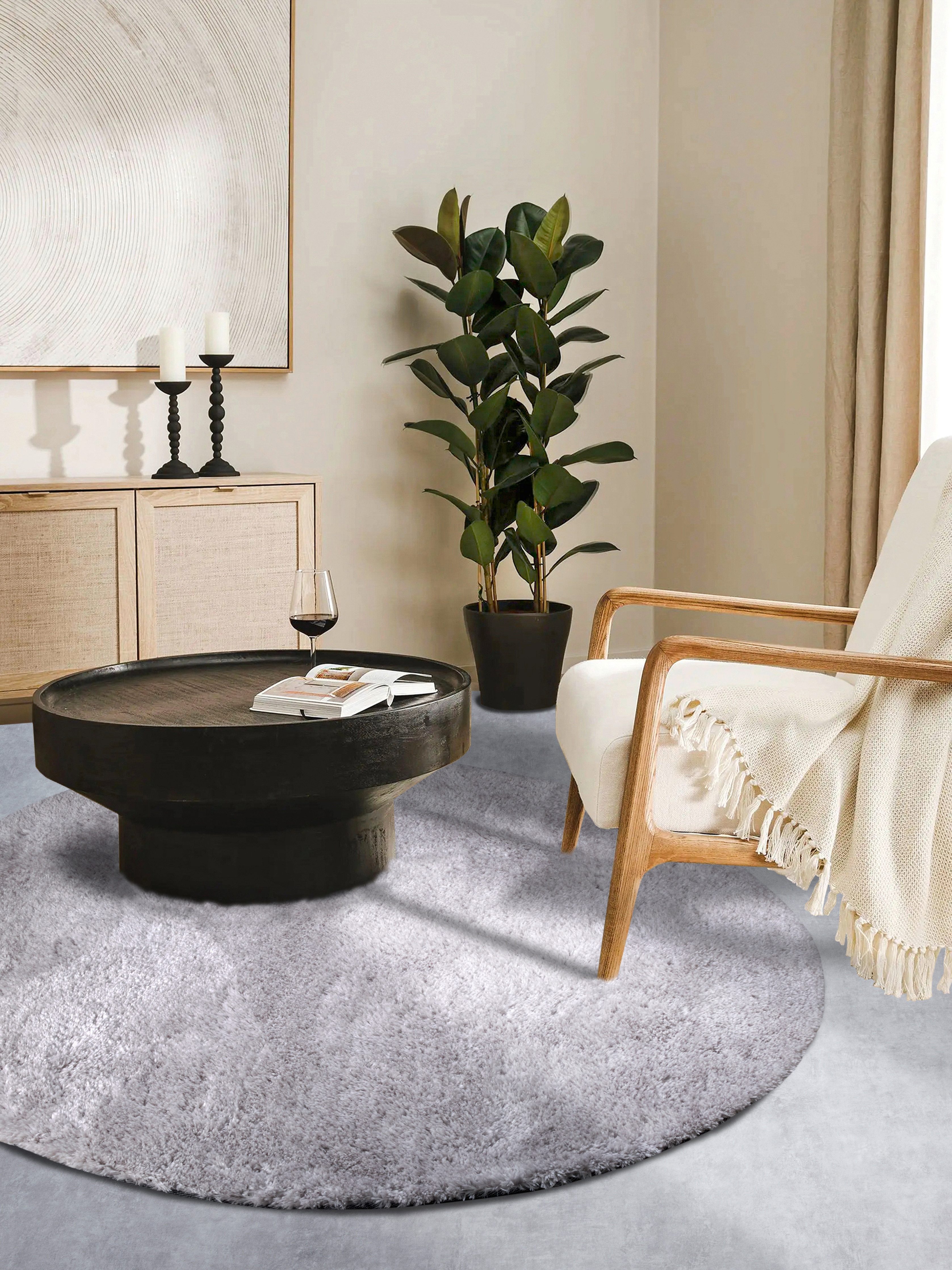 HANSE Home Hoogpolig vloerkleed Olaf Lange pool, shaggy, effen, pluizig, zacht, glanzend, modern, effen