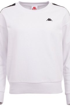 kappa sweatshirt met hoogwaardige jacquard logoband aan de mouwen wit