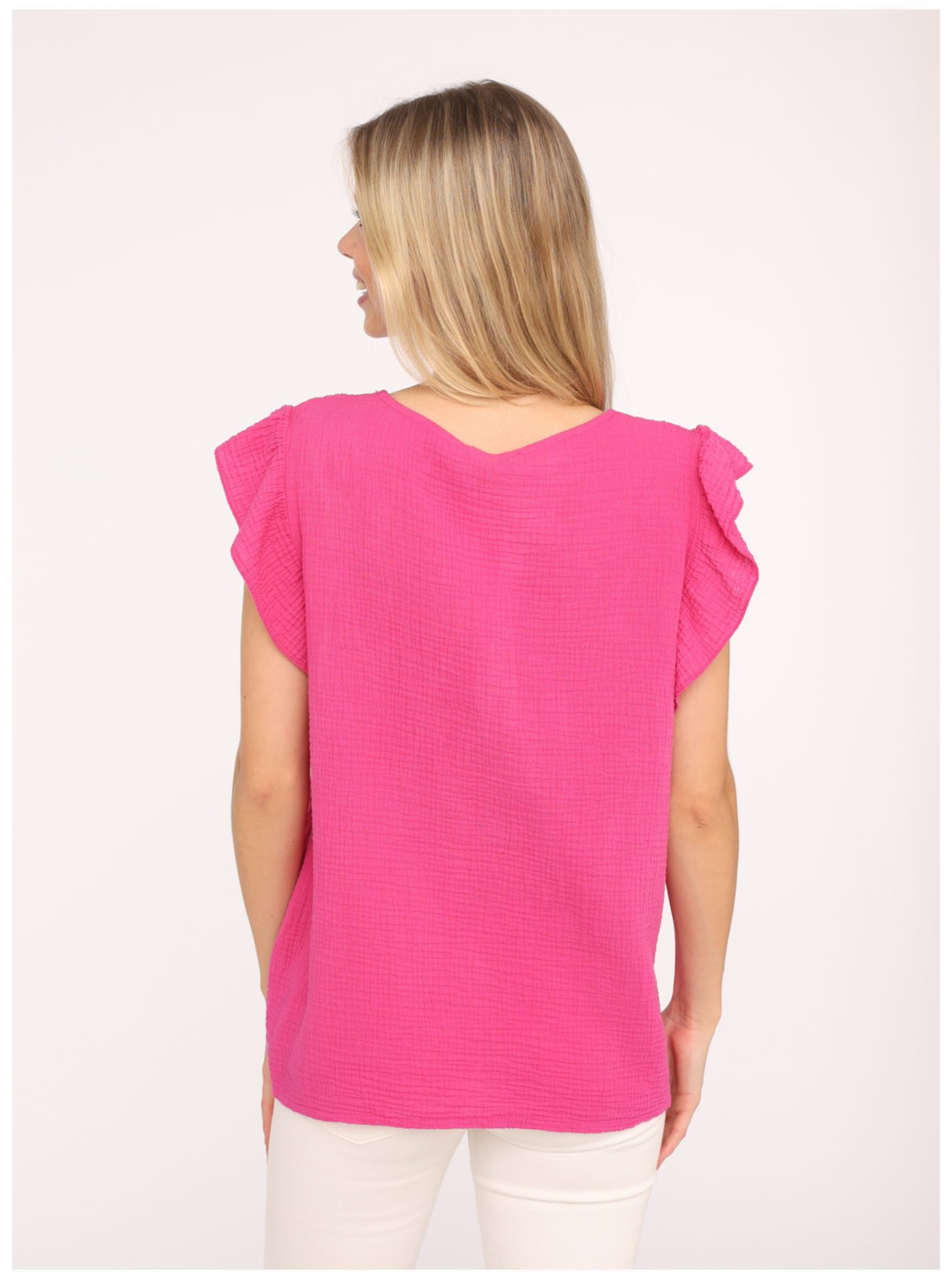 Zwillingsherz Blouse met korte mouwen Giselle met stijlvolle ruches-mouwen