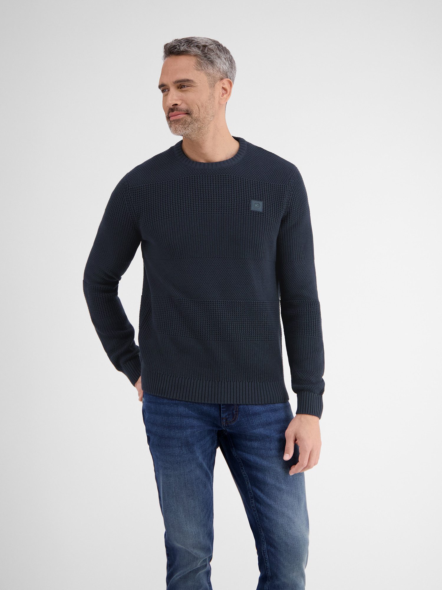 Lerros Gebreide trui LERROS heren pullover in structuurbrei kwaliteit