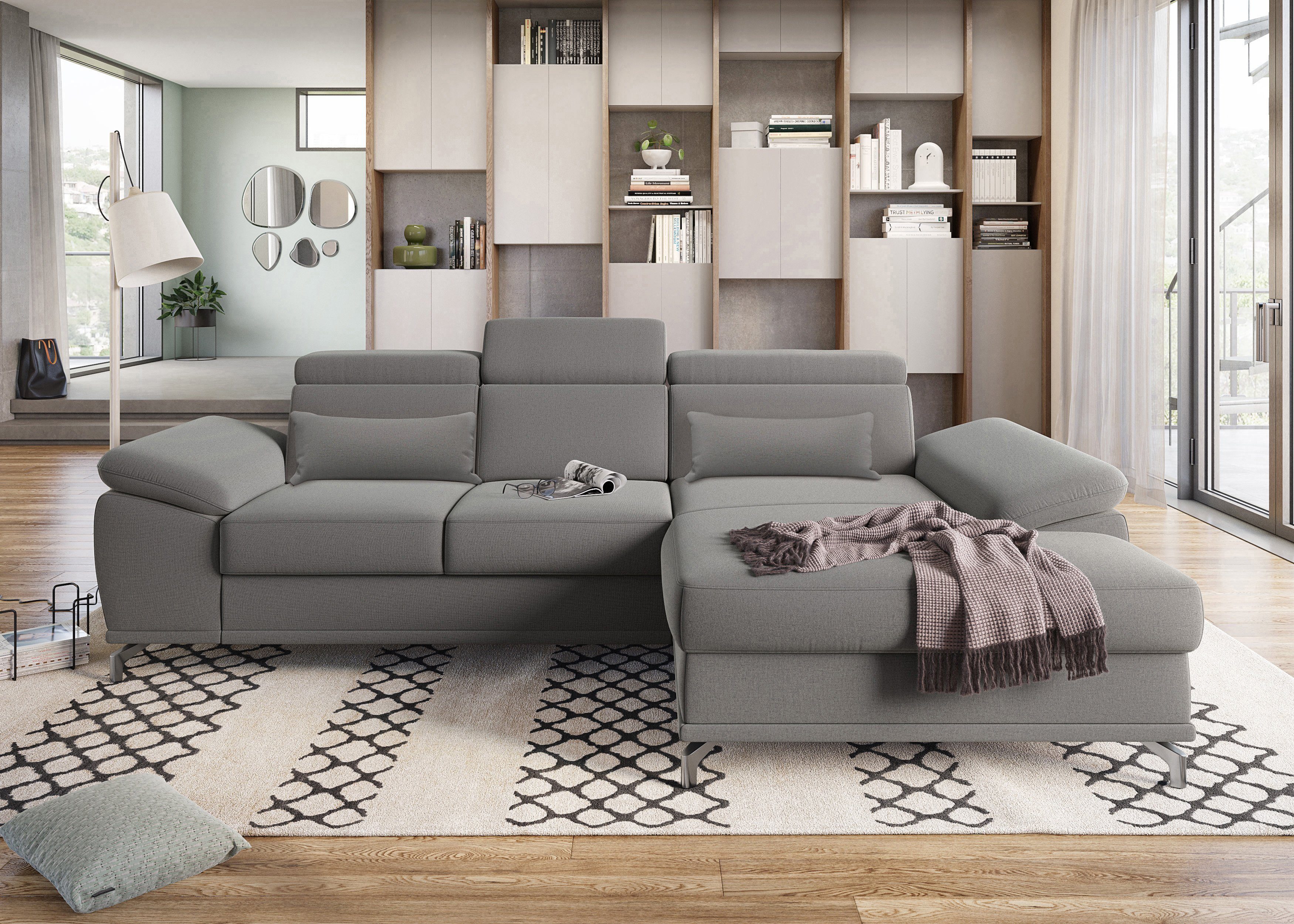 sit&more Hoekbank Cabrio L-vorm, met zitdiepteverstelling, arm- en hoofdsteunverstelling