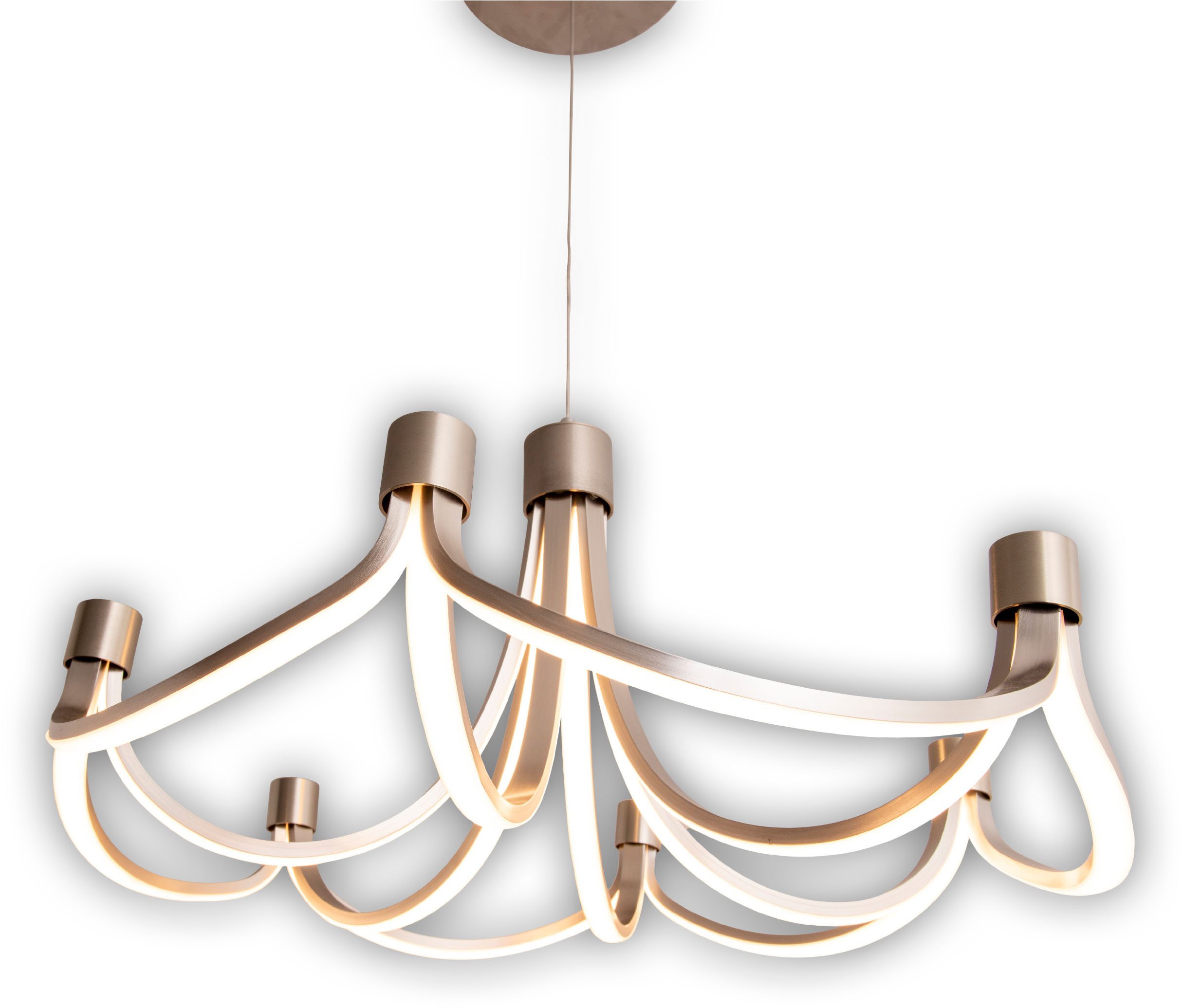 näve Led-hanglamp Festos Kroonluchter, trapsgewijs dimbaar, gesatineerd metaal, H: 150cm (1 stuk)