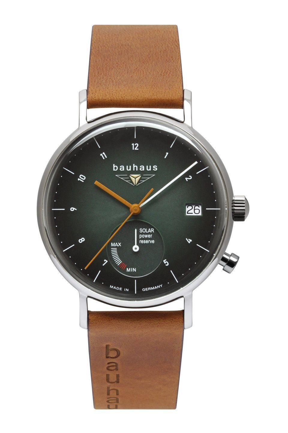 bauhaus Solarhorloge 2112-4 Polshorloge, herenhorloge, datum, Made in Germany