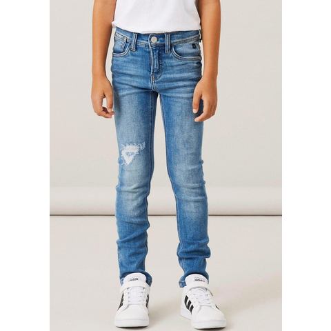 Name It Slim fit jeans NKMTHEO XSLIM JEANS 1410-UR NOOS met destroyed-effect