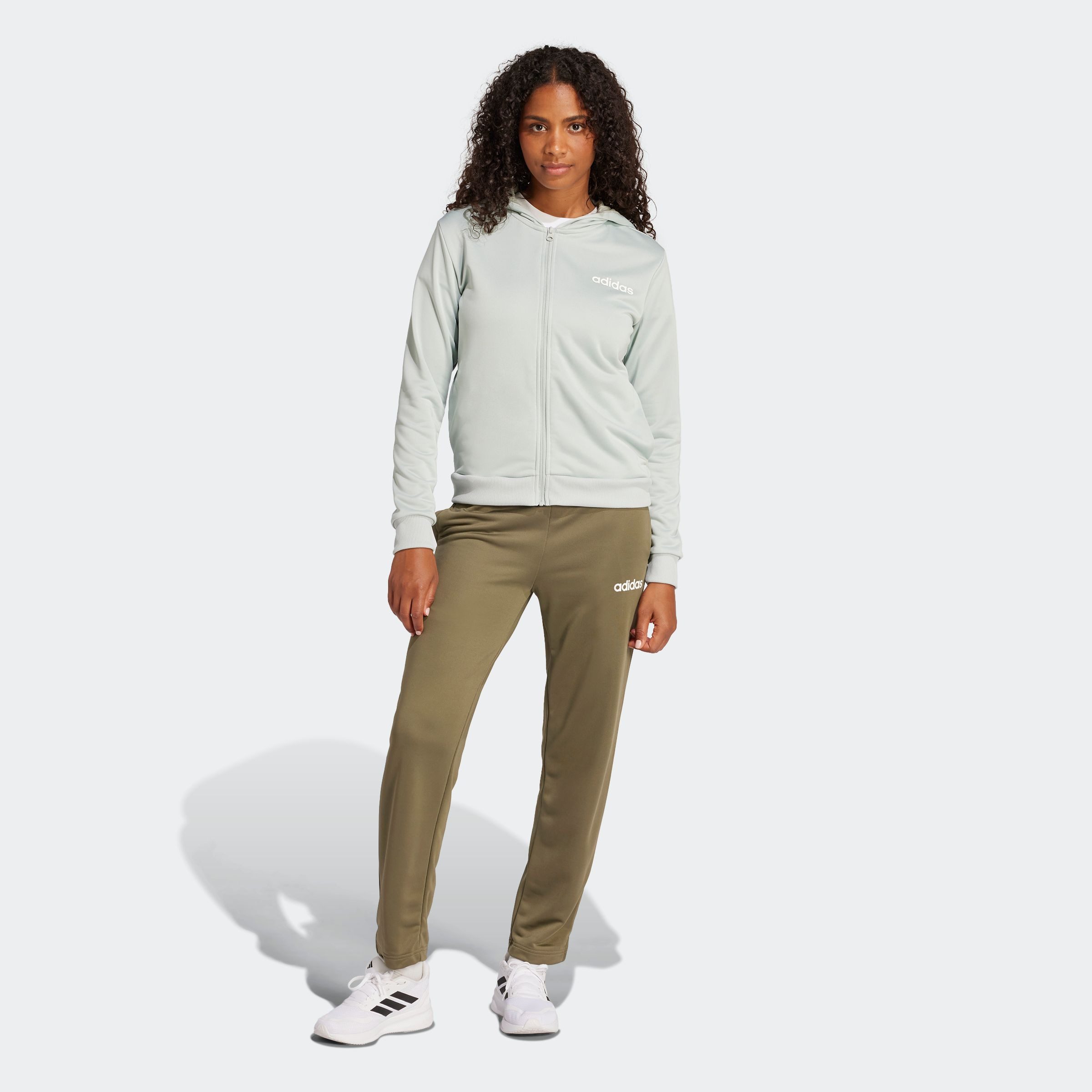 adidas Sportswear Trainingspak W LINEAR TS Trainingsjack met capuchon, trainingspak (2-delig)
